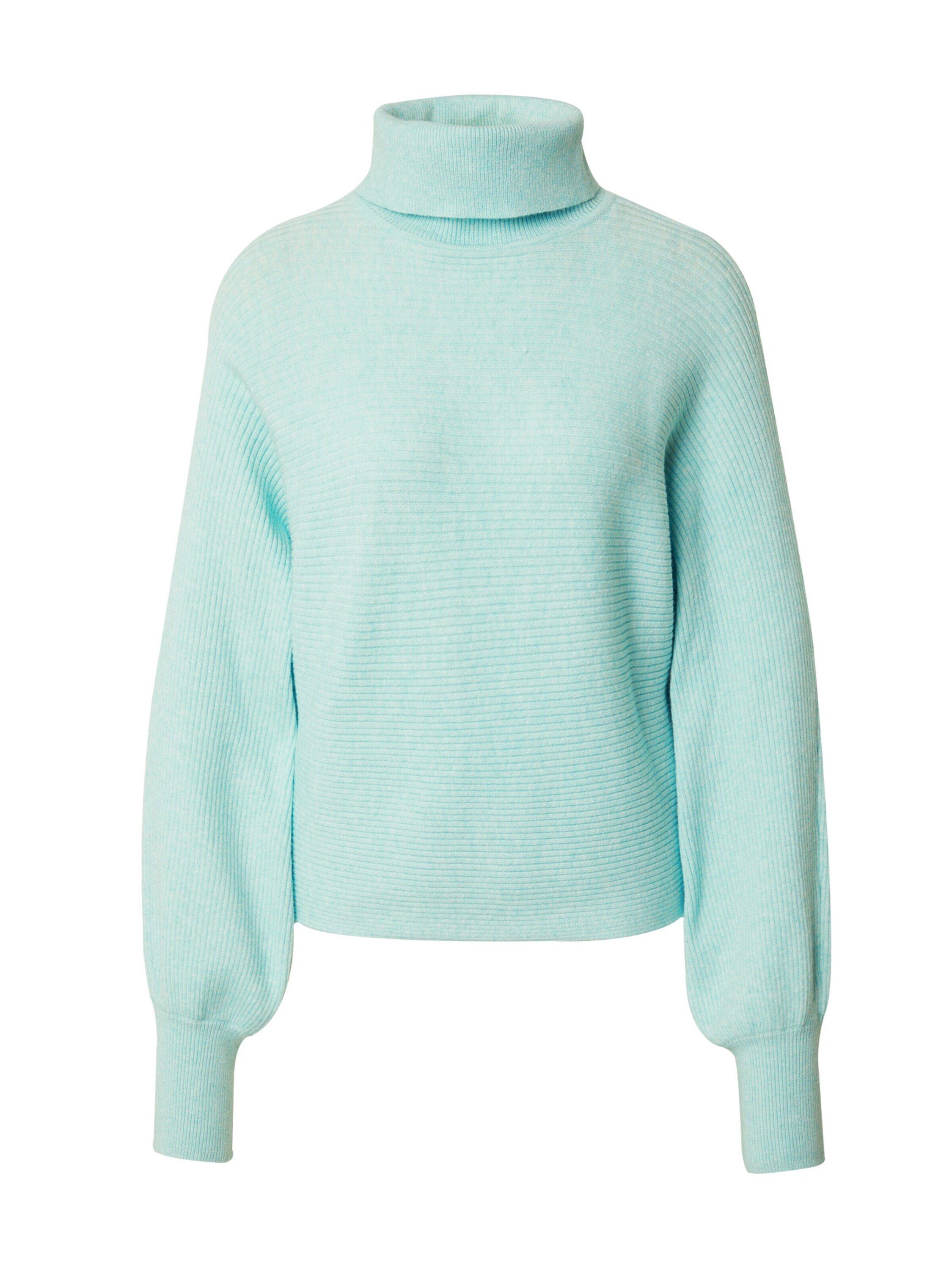 Damen-Pullover, Denim-Besatz, Kragen, Rollkragen