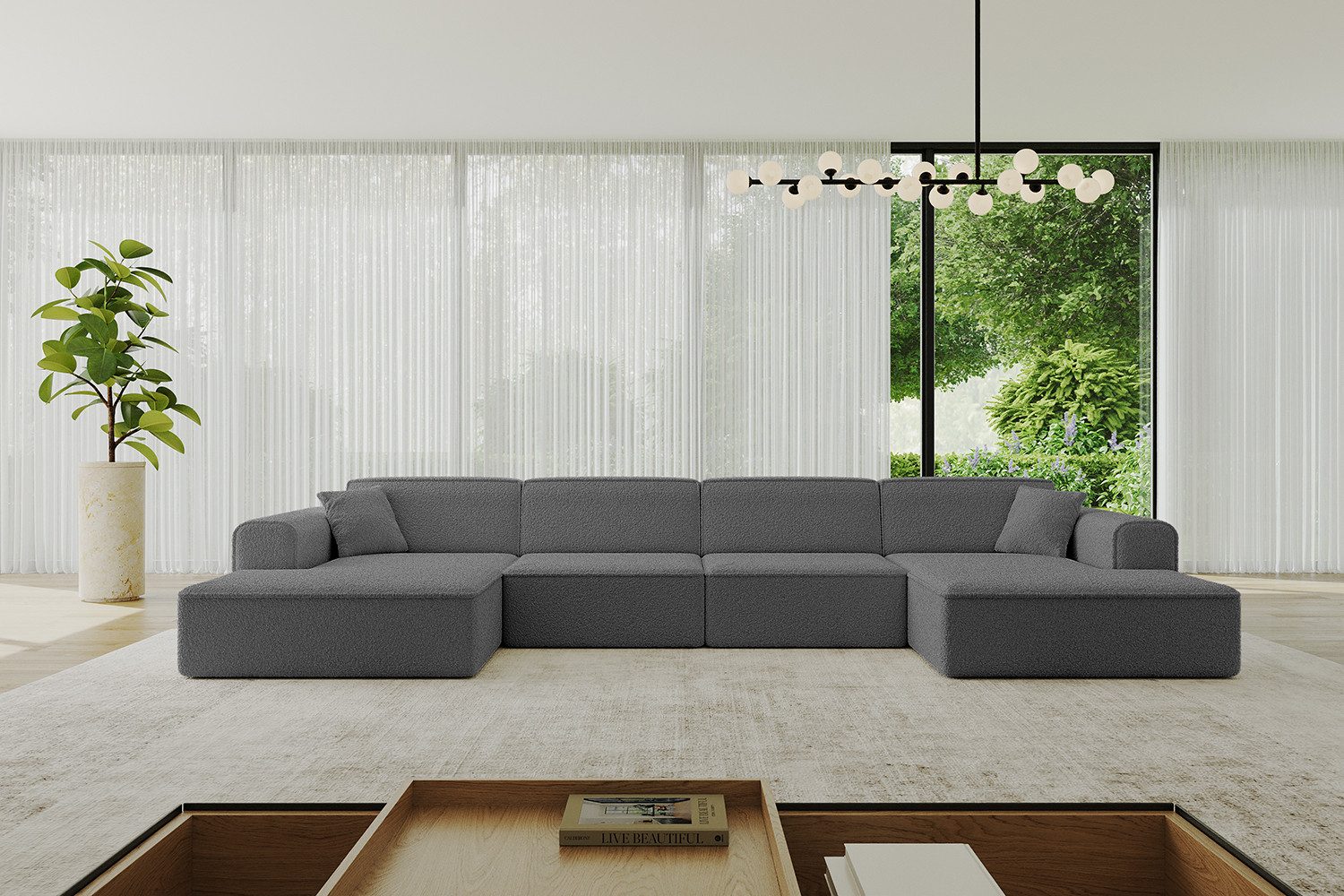 ALTDECOR Wohnlandschaft IREA-U2-v3, Sofa Praktische Bequeme Funktionsecke Couch U-Form Eckcouch, Corner Sofa U-Form Vielseitige Sofa Wohnlandschaft Wohnzimmer