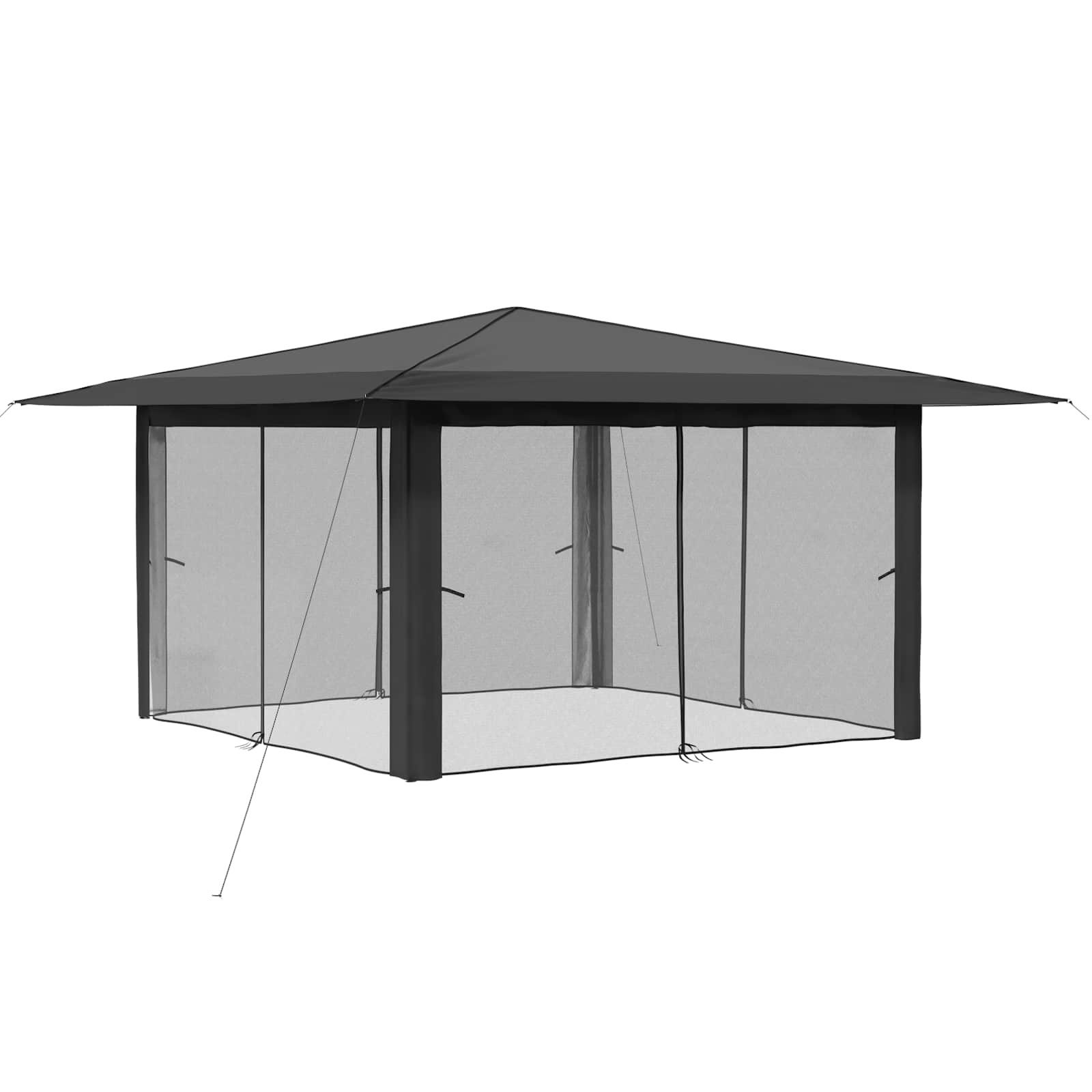 vidaXL Partyzelt Pavillon mit 4 Seitenwänden 4 x 4 m Hellgrau und Anthrazit