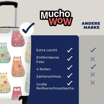 MuchoWow Handgepäckkoffer Mädchen - Katze - Blumen - Muster - Mädchen - Kinder - Kinder, 4 Rollen, Reisetasche mit rollen, Handgepäck für Ferien, Trolley, Reisekoffer