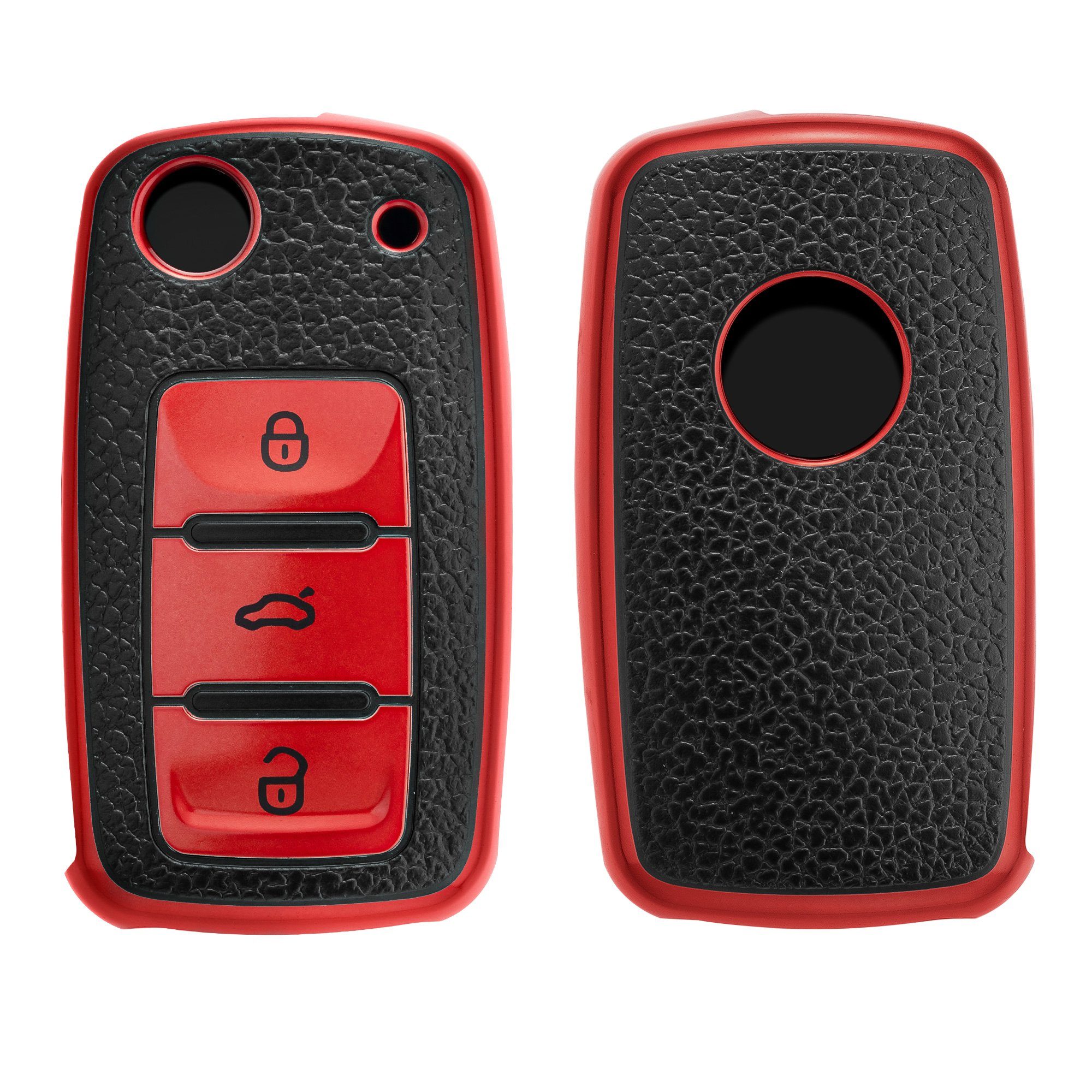 Autoschlüssel TPU Schlüsseltasche kwmobile Schutzhülle Schlüsselhülle VW Hülle Seat, Cover Skoda für Rot