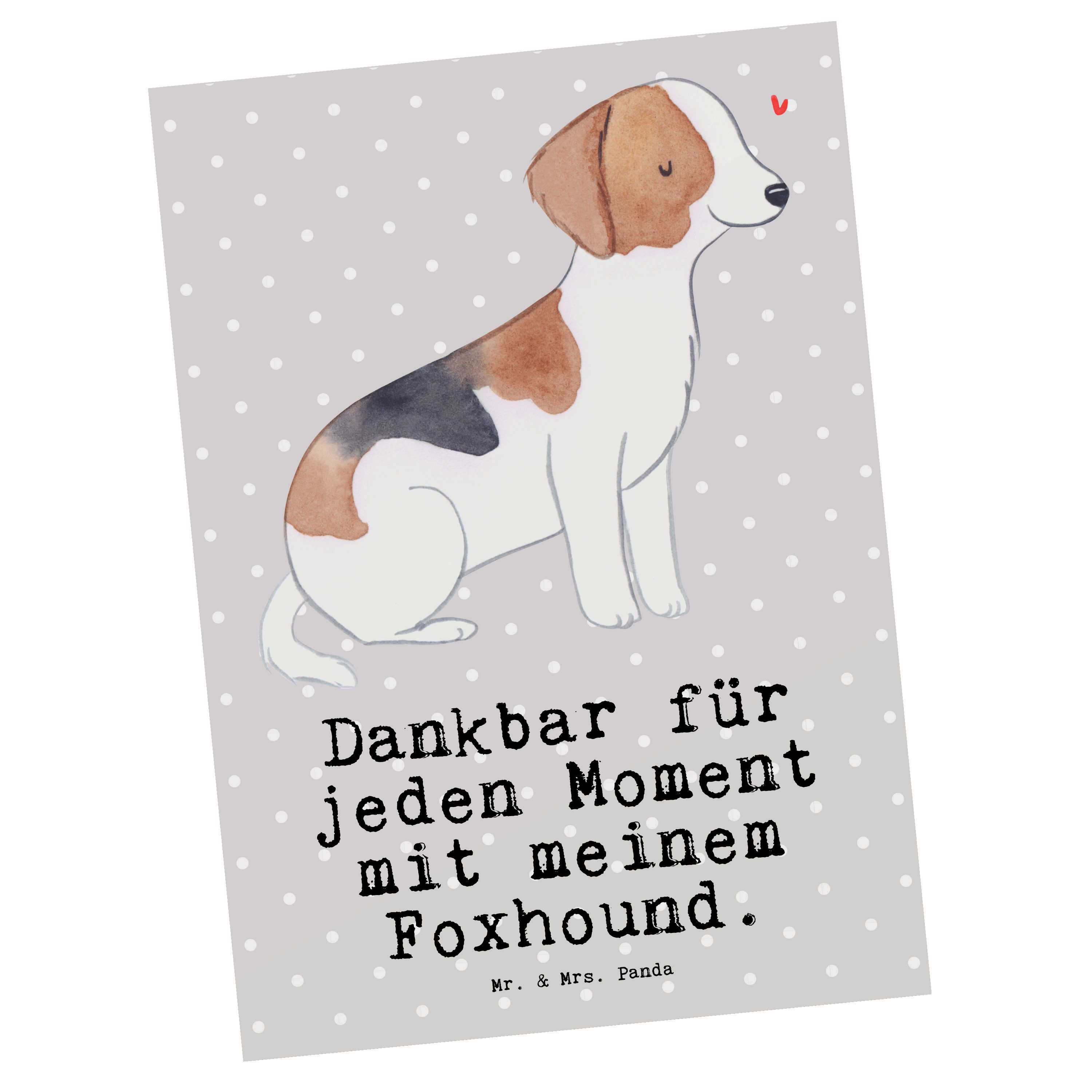 Mr. & Mrs. Panda Postkarte Foxhound Moment - Grau Pastell - Geschenk, Jagdhund, Dankeskarte, Kar, Matte Rückseite