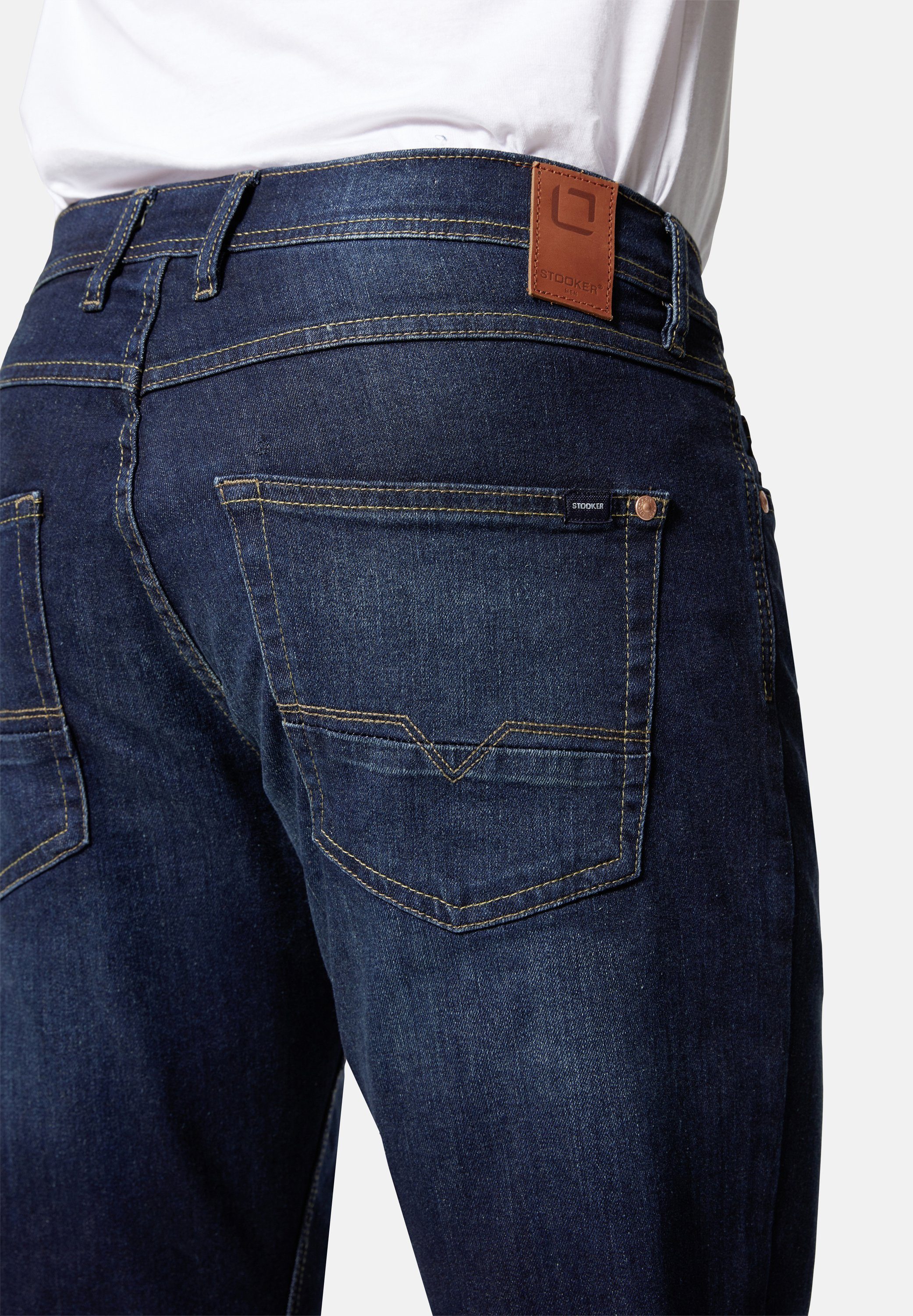 Stooker Men 5-Pocket-Jeans Glendale Denim Slim Straight used Fit darkblue