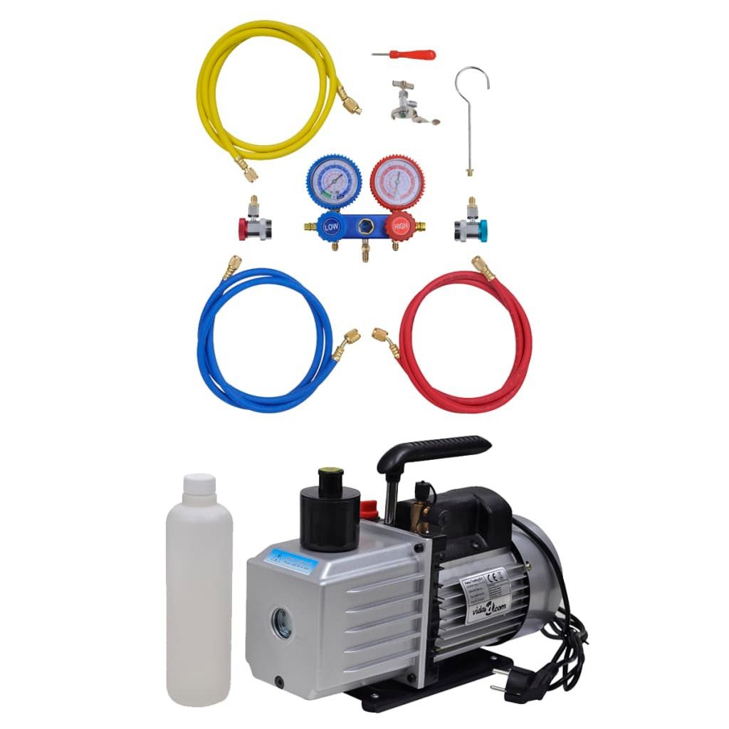 Kompressor Vakuumpumpe 100 L min 2-Wege-Verteiler-Manometer Klimaanlagen