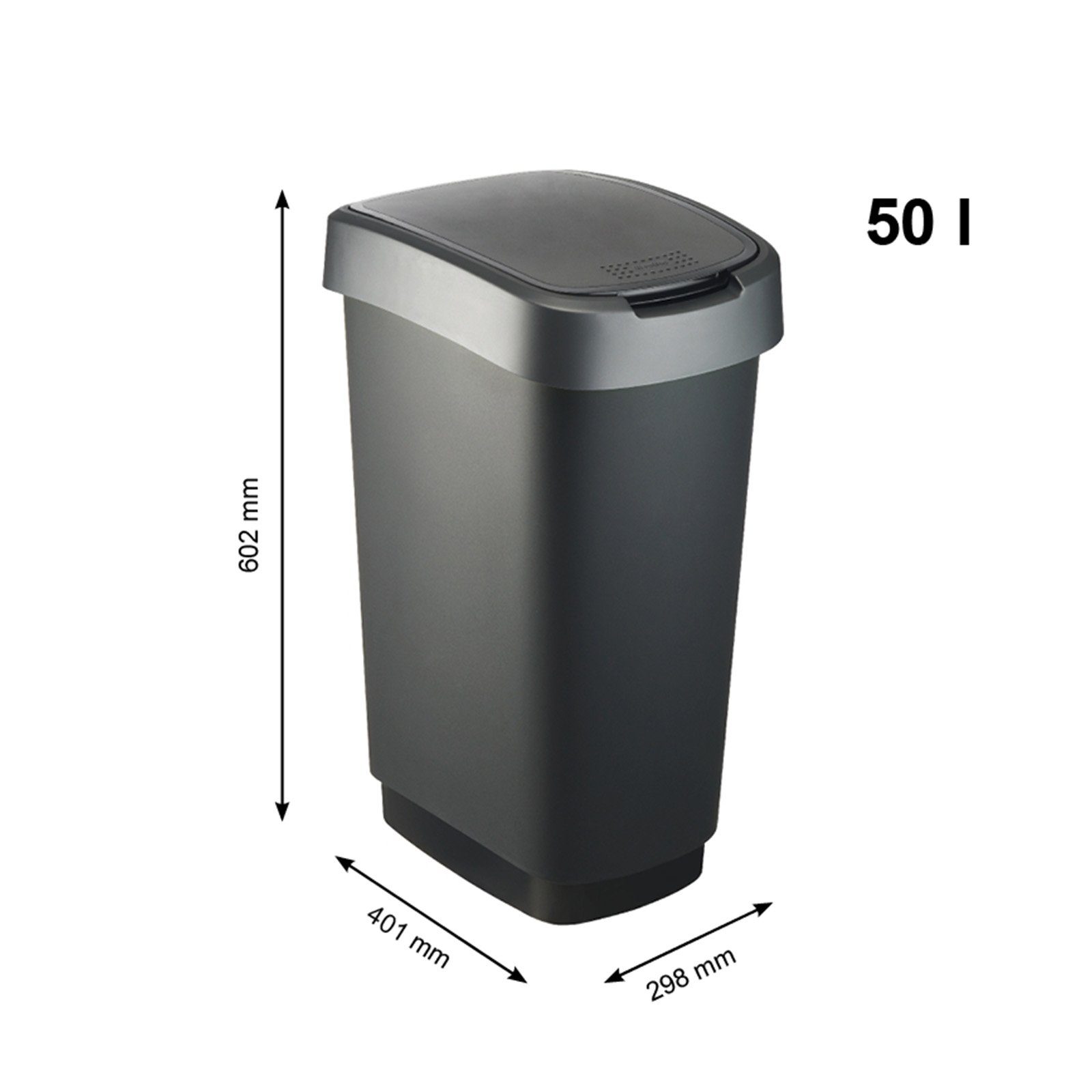 ROTHO Mülleimer TWIST Mülltrennsystem 3 tlg Behälter je 50l 25l 10l mit Schwingdeckel
