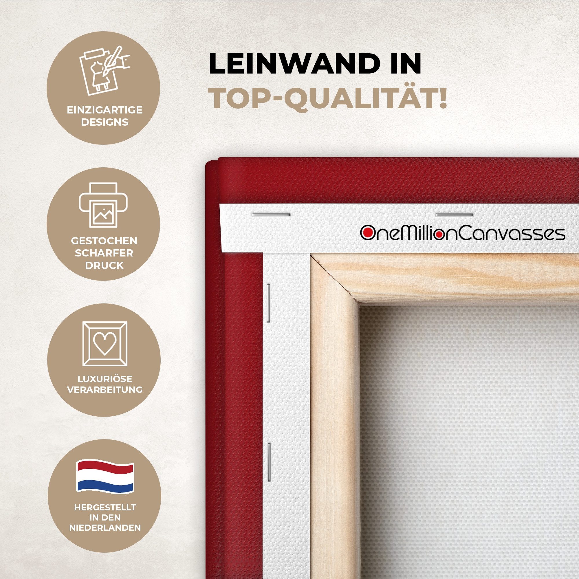 OneMillionCanvasses® Leinwandbild Panorama Großes Herz kleine Titten - Herz - Rot, Fotodruck (1 St), Leinwand Bilder für Wohnzimmer Schlafzimmer 60x30 cm