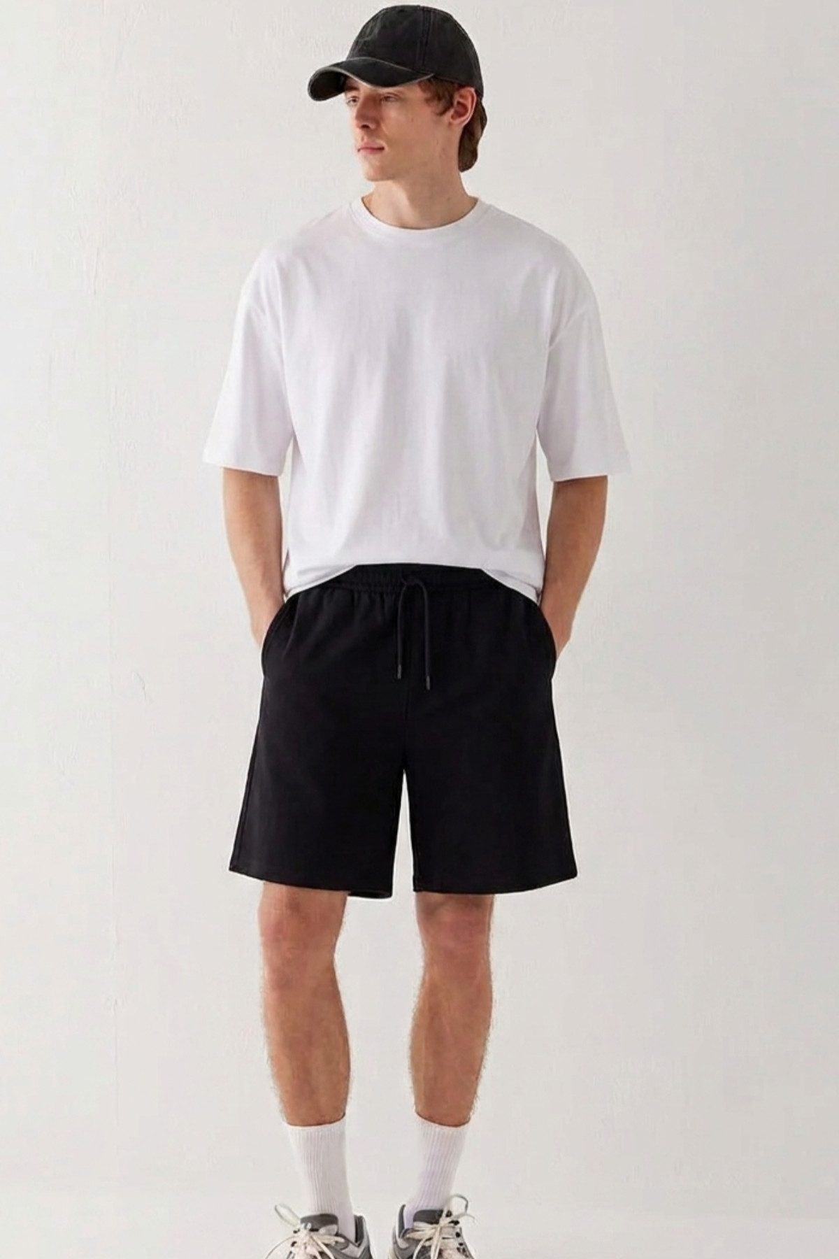 C&CITY Pyjama Herren Shorts mit elastischem Bund 789 Schwarz