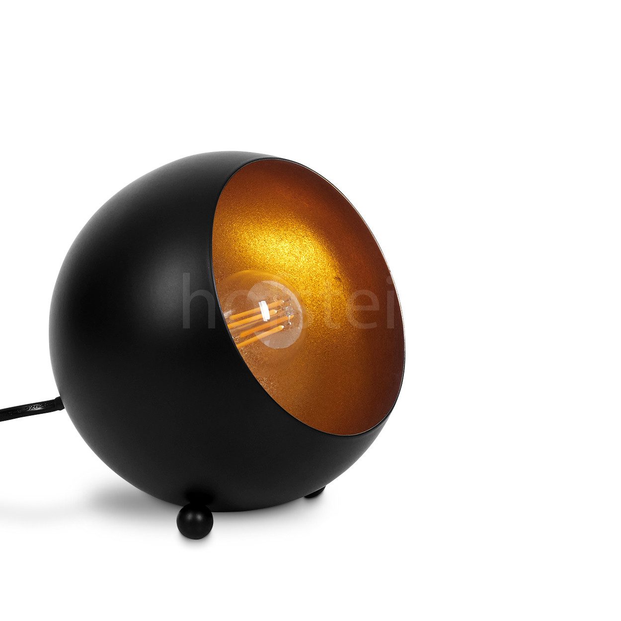 hofstein Tischleuchte schwarz/goldene Tisch Nacht Schreib Leuchte Retro Woh günstig online kaufen