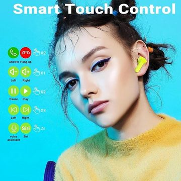 bestyks 2024 Kabellose Bluetooth 5.3 mit ENC Mikrofon In-Ear-Kopfhörer (Bequemes und ergonomisches Design für einen sicheren und angenehmen Sitz., Mit 25 Stunden Wiedergabe Tiefe Bässe, Touch Steuerung, Wasserdicht)
