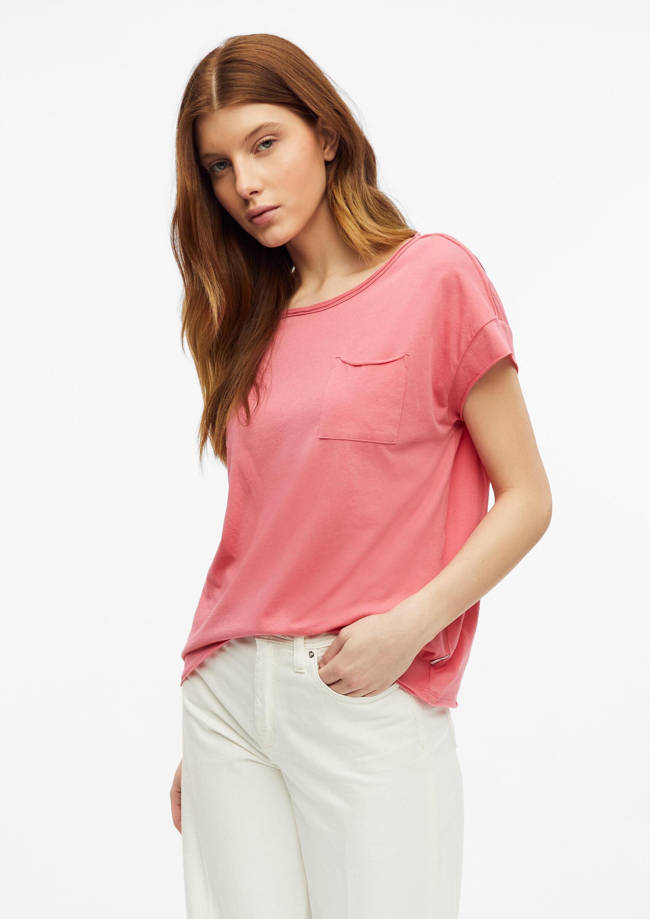 s.Oliver Kurzarmshirt T-Shirt Jersey-Shirt mit offenen Kanten und Brusttasche