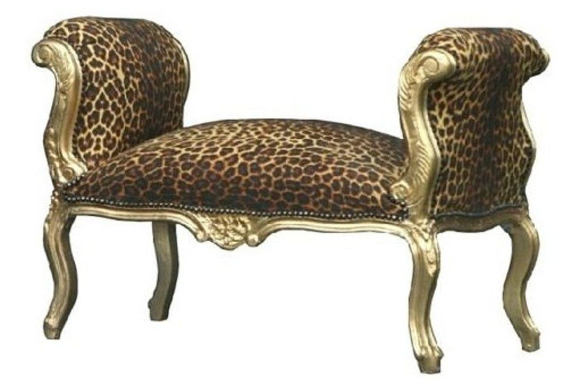 Casa Padrino Hocker Barock Schemel Hocker Leopard / Gold - Sitzbank günstig online kaufen