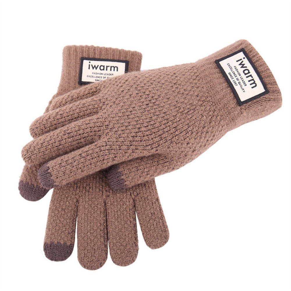 ManKle Strickhandschuhe Damen Winter Handschuhe Kaffee Gestrickte Warme Touchscreen Fäustlinge