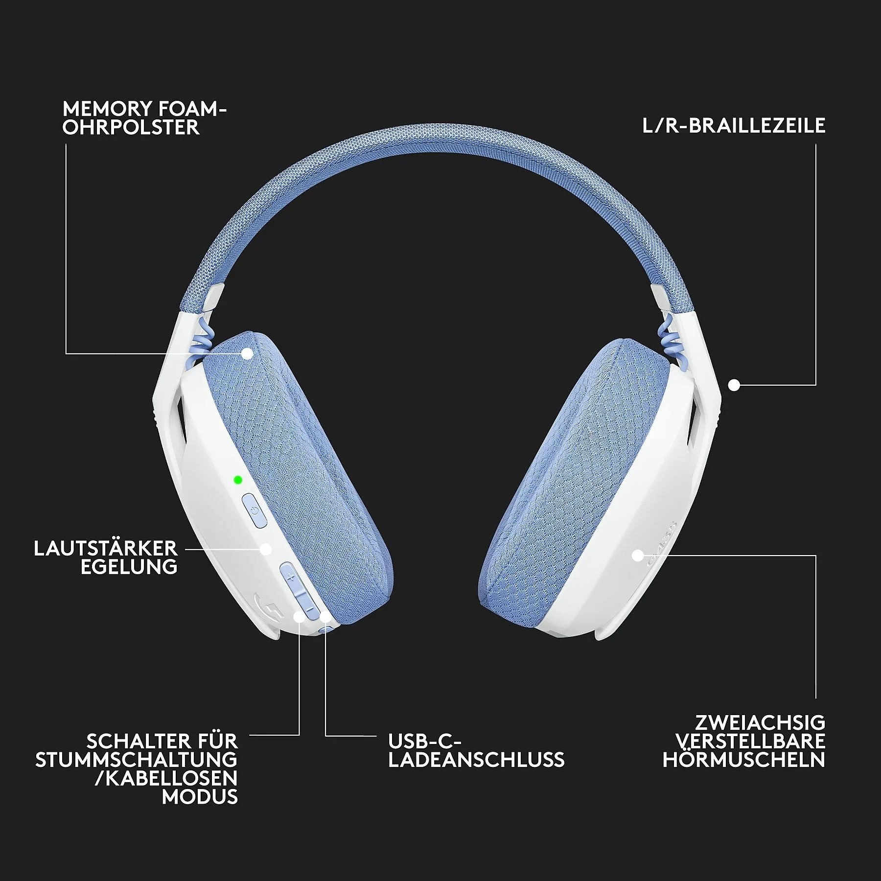 Logitech G G435 Lighspeed Bluetooth kabelloses Gaming-Headset (Dolby Atmos, PC, PS4, PS5, Handy, Nintendo Switch kompatibel, Bluetooth, Over-Ear-Kopfhörer mit integriertem Mikrofon)