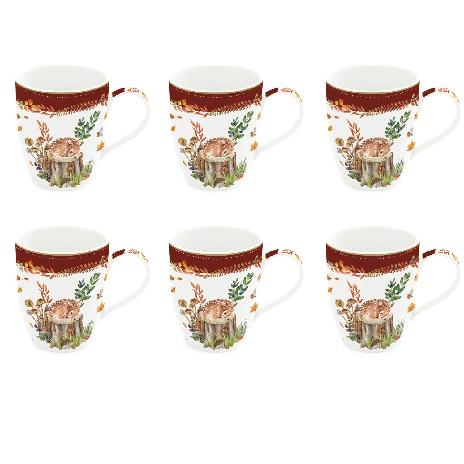 EasyLife Tasse Forest Dream, Porzellan, Spülmaschinengeeignet, Mehrfarbig, Reh, H: 10.5cm