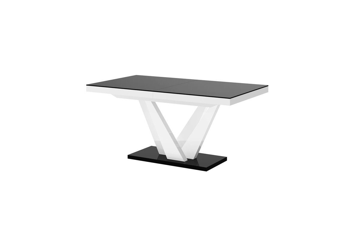 designimpex Weiß / Design Esstisch cm Esstisch bis Hochglanz 160 ausziehbar Tisch 256 Schwarz HEV-111 Hochglanz