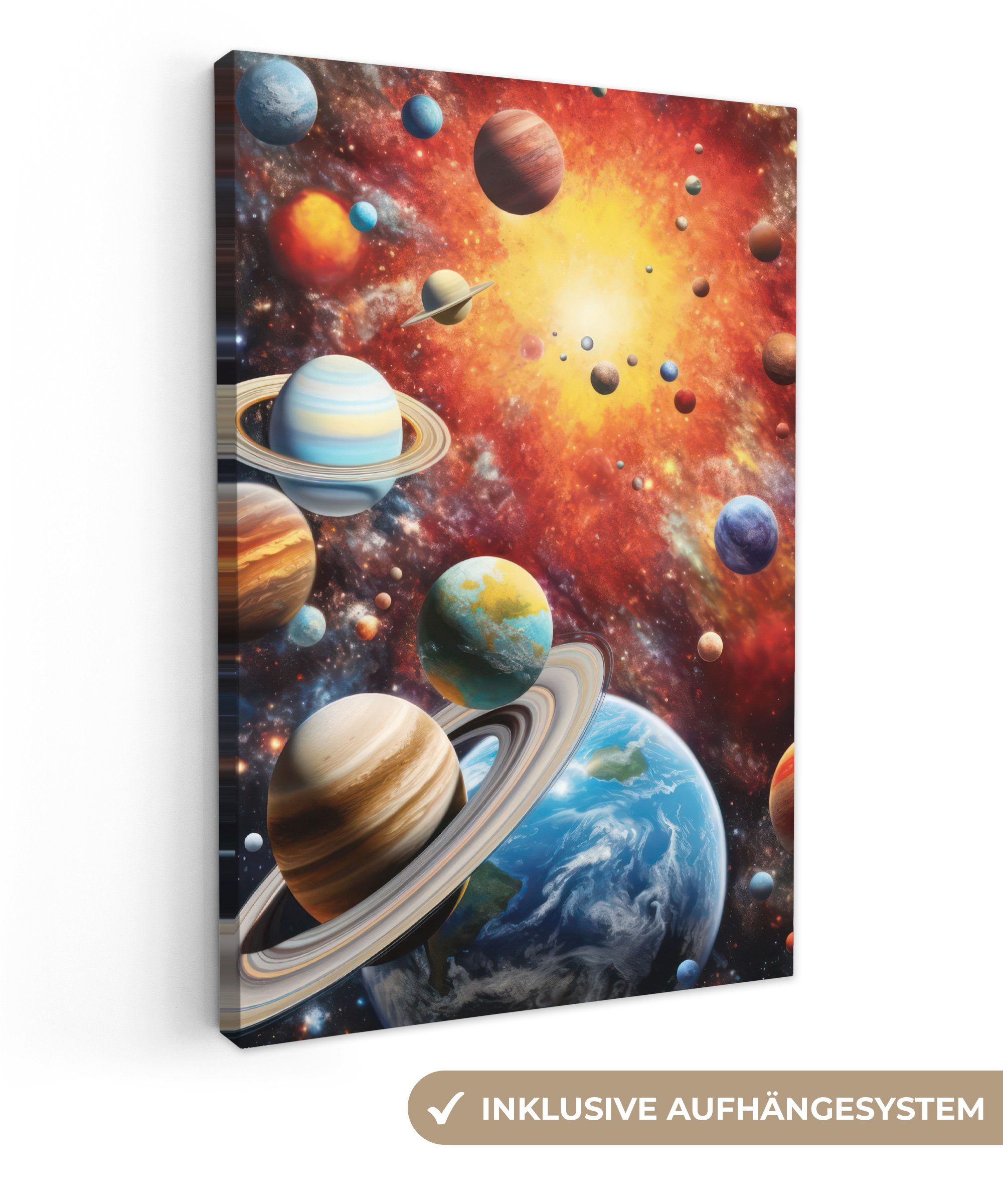 OneMillionCanvasses® Leinwandbild Planeten - Universum - Neon - Weltraum, F günstig online kaufen