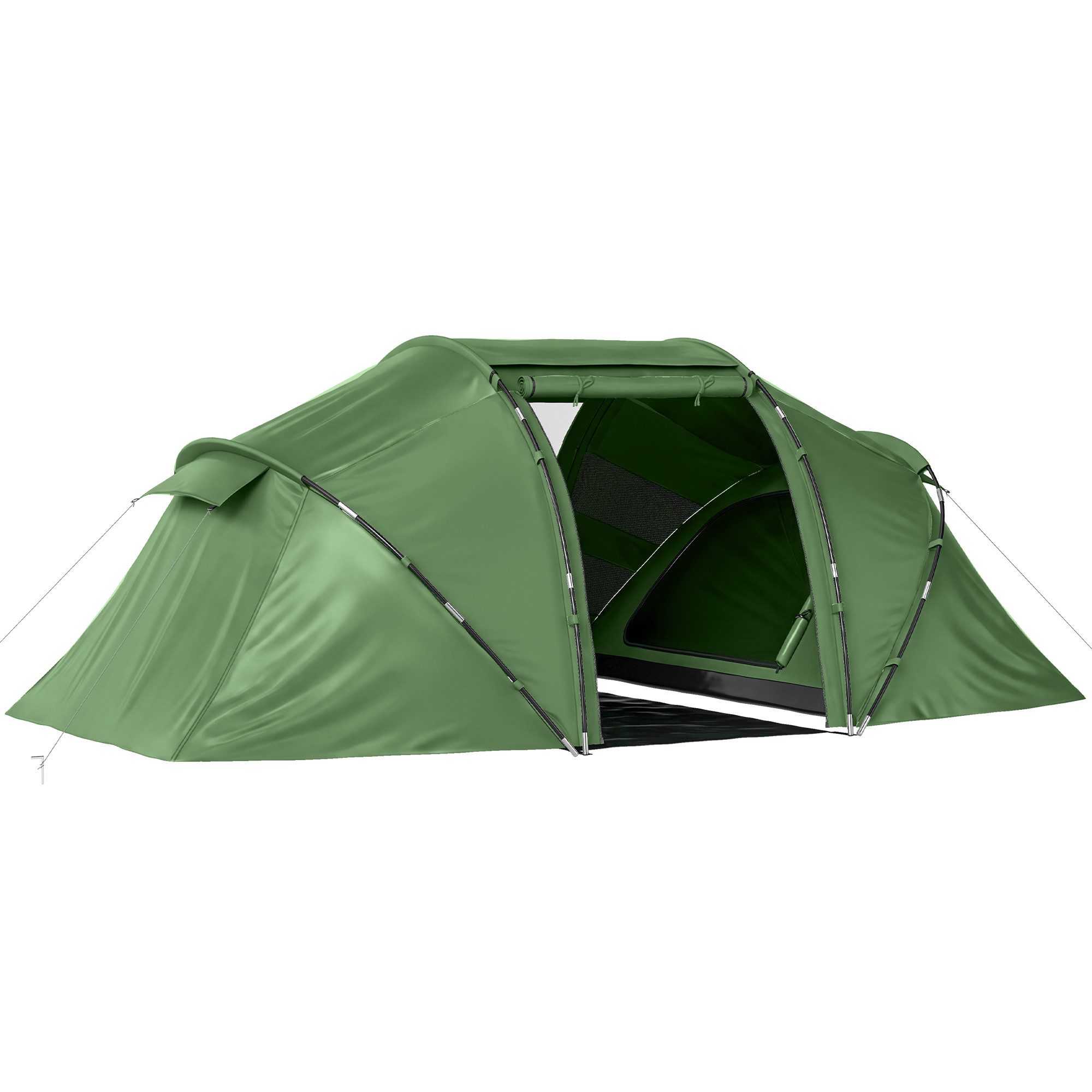 furnicato Gruppenzelt Campingzelt 4 Personen 430x240x170 cm Grün, (1 tlg), Geräumiges Zelt mit 2 Schlafkabinen, Gepäckraum und Tragetasche