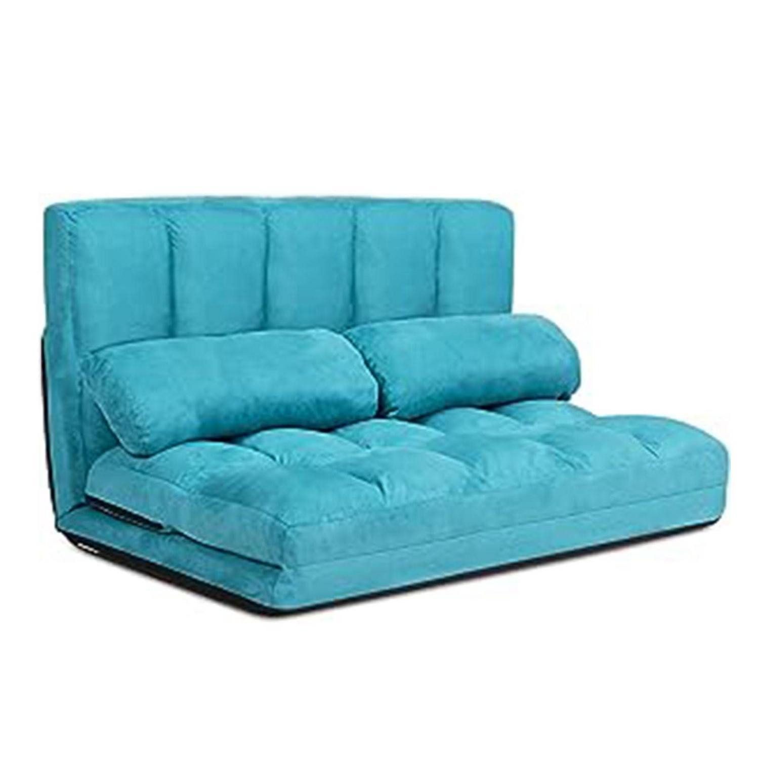 LuxusKollektion Schlafsofa Bodensofa 2-Sitzer 3-in-1 Sofabett 6-stufig verstellbar mit 2 Kissen