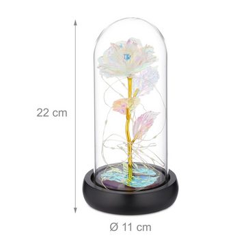 Kunstblume Ewige Rose im Glas, relaxdays, Höhe 22 cm