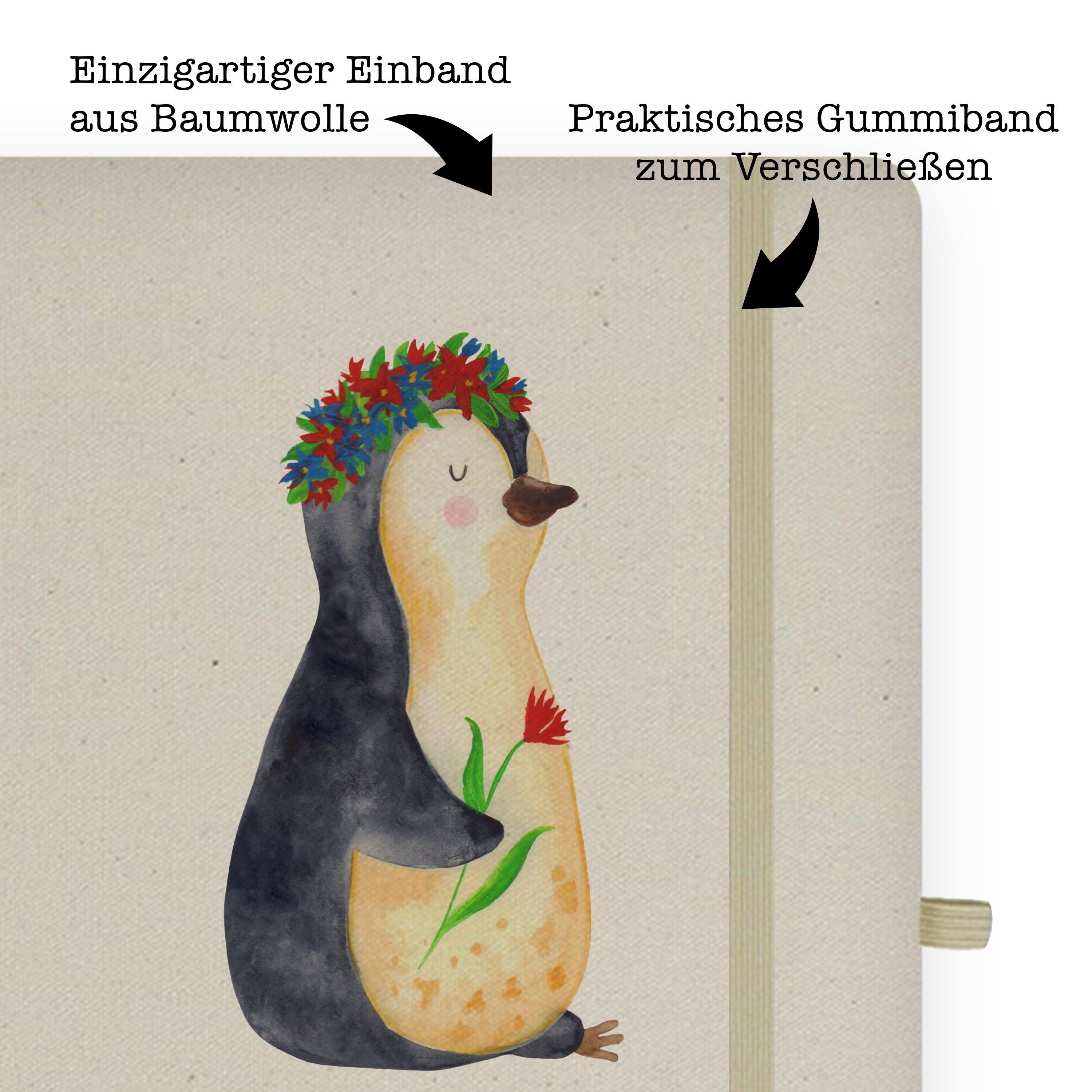 - Notizheft, & Geschenk, Notizblock, - Mr. Mrs. Panda Notizbuch Pinguin Mr. Panda & Blumenkranz Transparent Mrs.