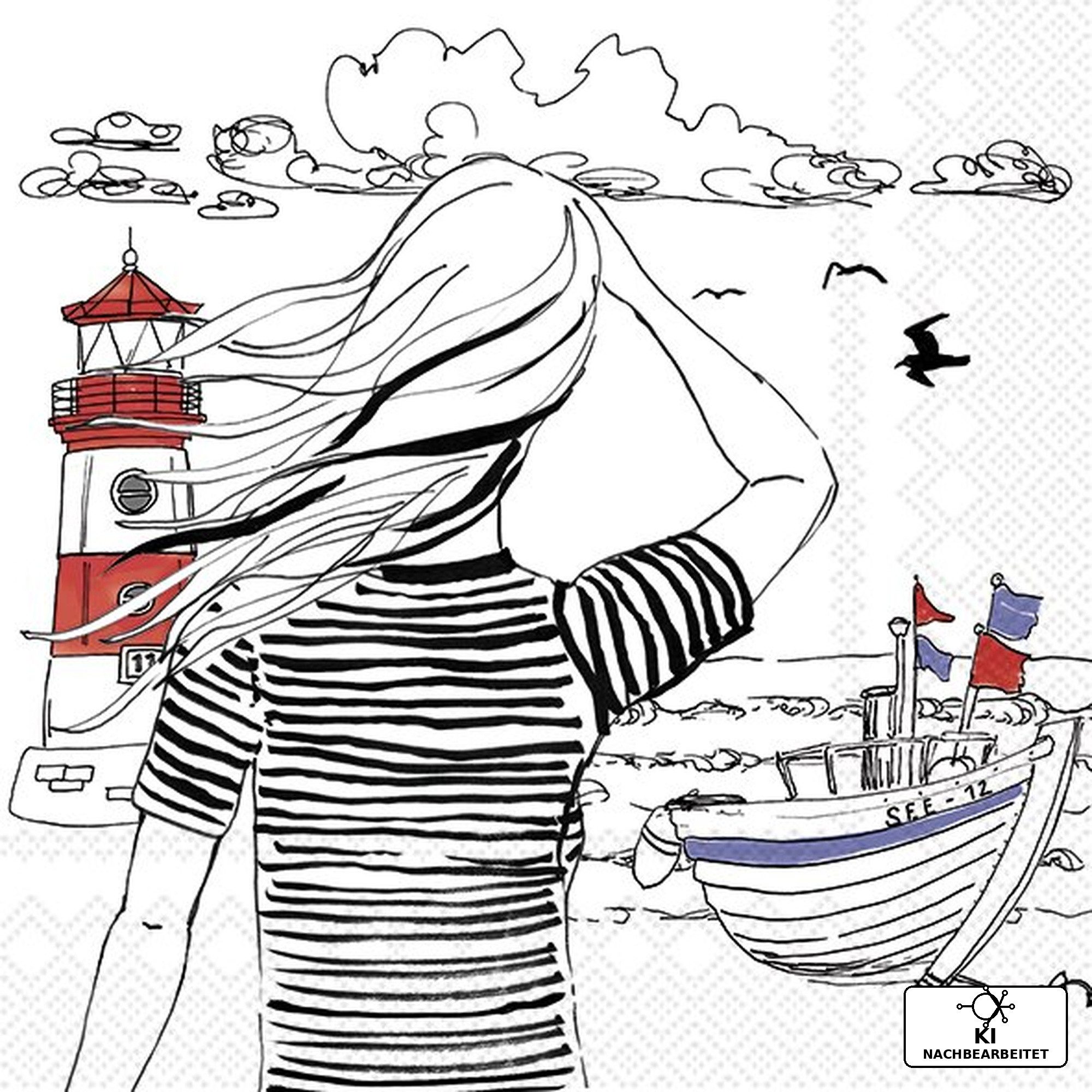 IHR Papierserviette Maritime Servietten 33x33 cm " Sehnsucht nach Meer " von ihr