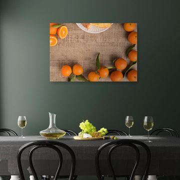 wandmotiv24 Leinwandbild Frische Clementinen und Kuchen, Essen & Trinken (1 St), Wandbild, Wanddeko, Leinwandbilder in versch. Größen