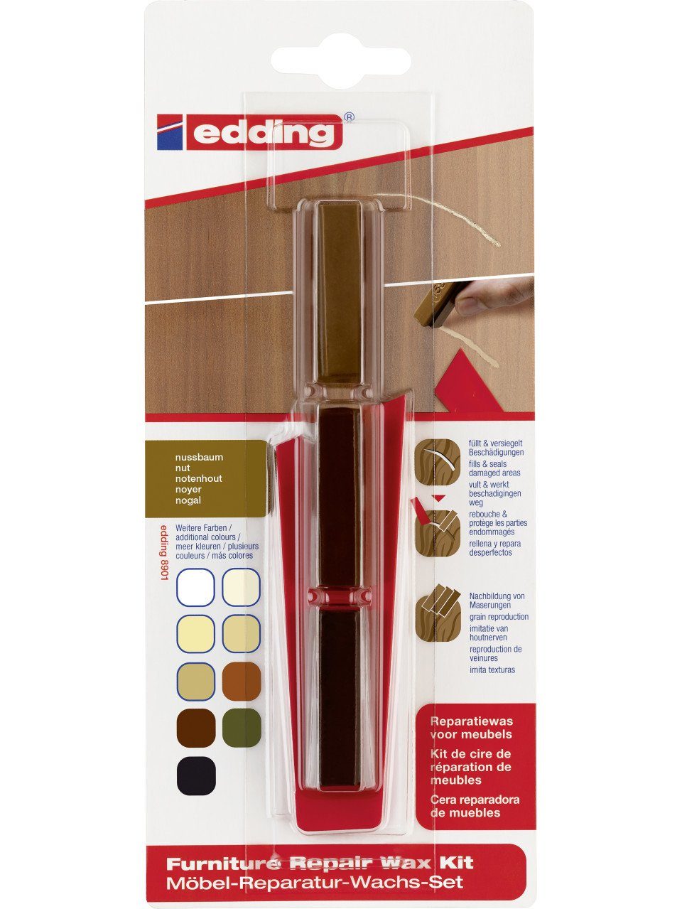 edding Hartholzöl Edding Möbel-Reparaturwachs-Set 8901 nussbaum