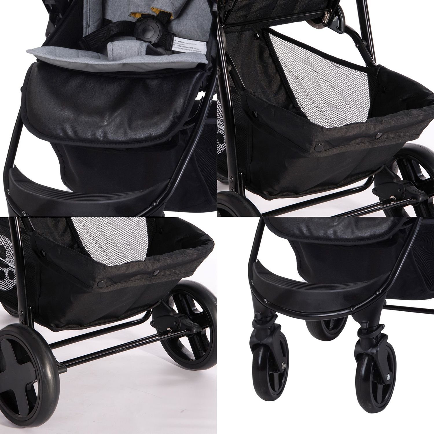 Buggy Olivia, Korb Kinderwagen Fußabdeckung, Kinder-Buggy Zubehörbox, verstellbar, grau Lorelli