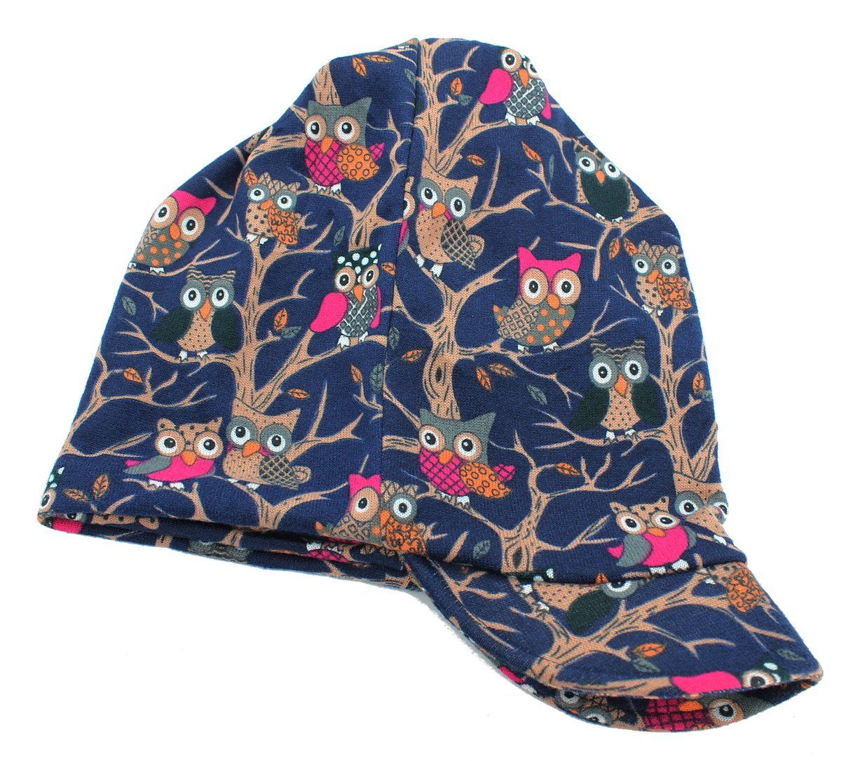 dy_mode Schirmmütze Damen Schirmmütze Muster Beanie Schirm weichem BlueOwl Bunt mit Eule Kappe Mütze