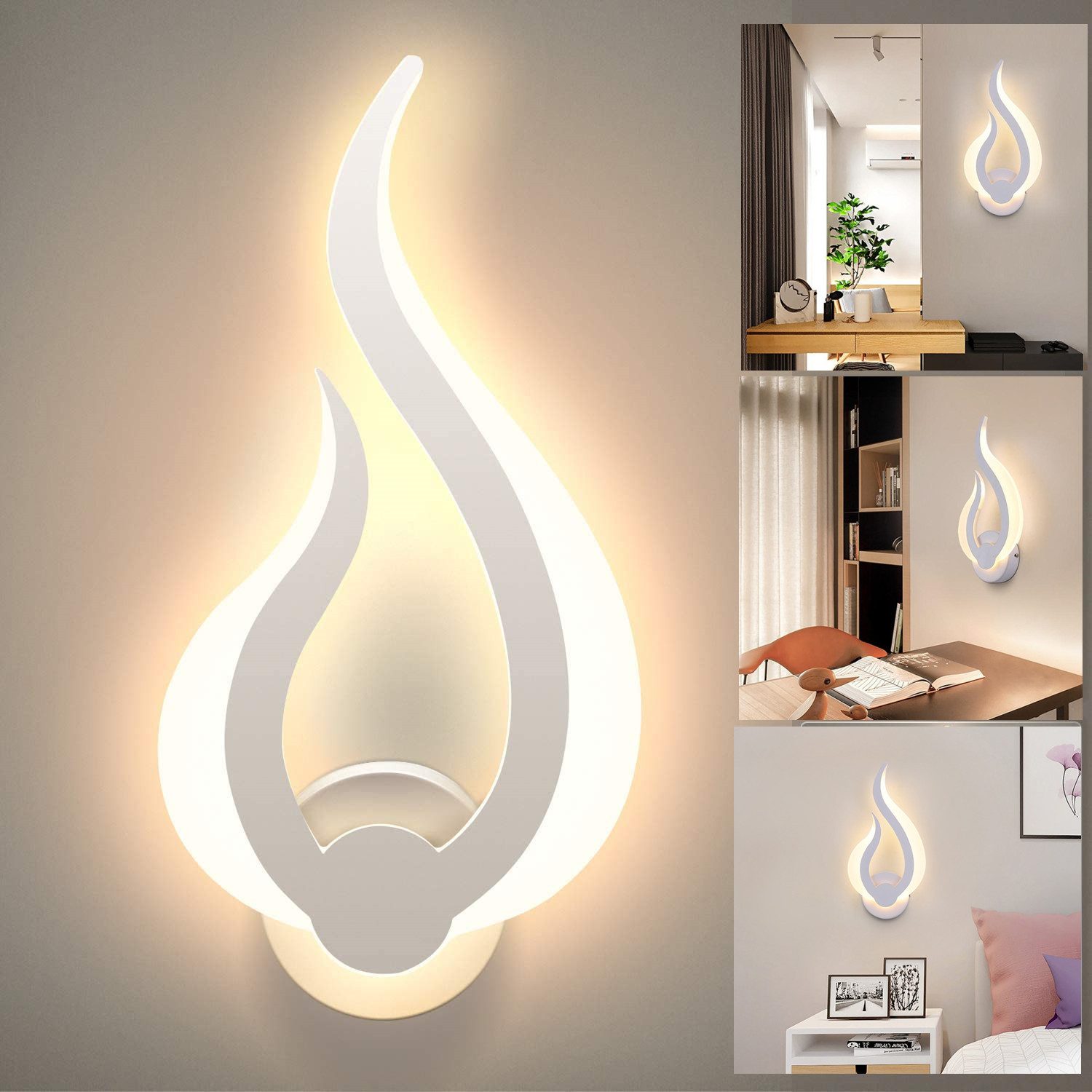 LETGOSPT Wandleuchte LED Wandleuchte 9W, Flammen günstig online kaufen