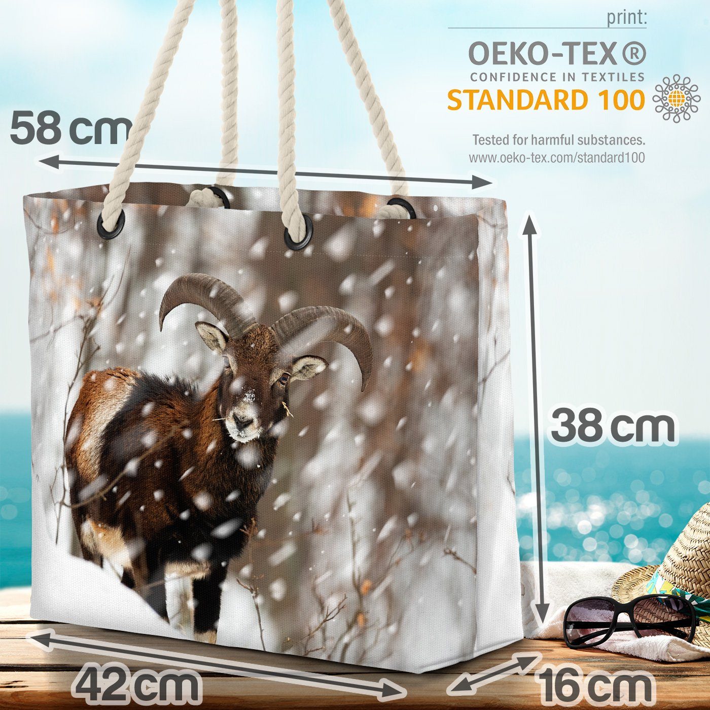 Strandtasche rammen mufflon Schnee Steinbock VOID Mufflon Winter (1-tlg), wildlife Bock steigung