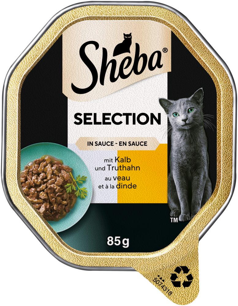 Sheba SHEBA® Schale Selection in Sauce mit Kalb und Truthahn 2 x 11 x 85g, Nassfutter für: Katze
