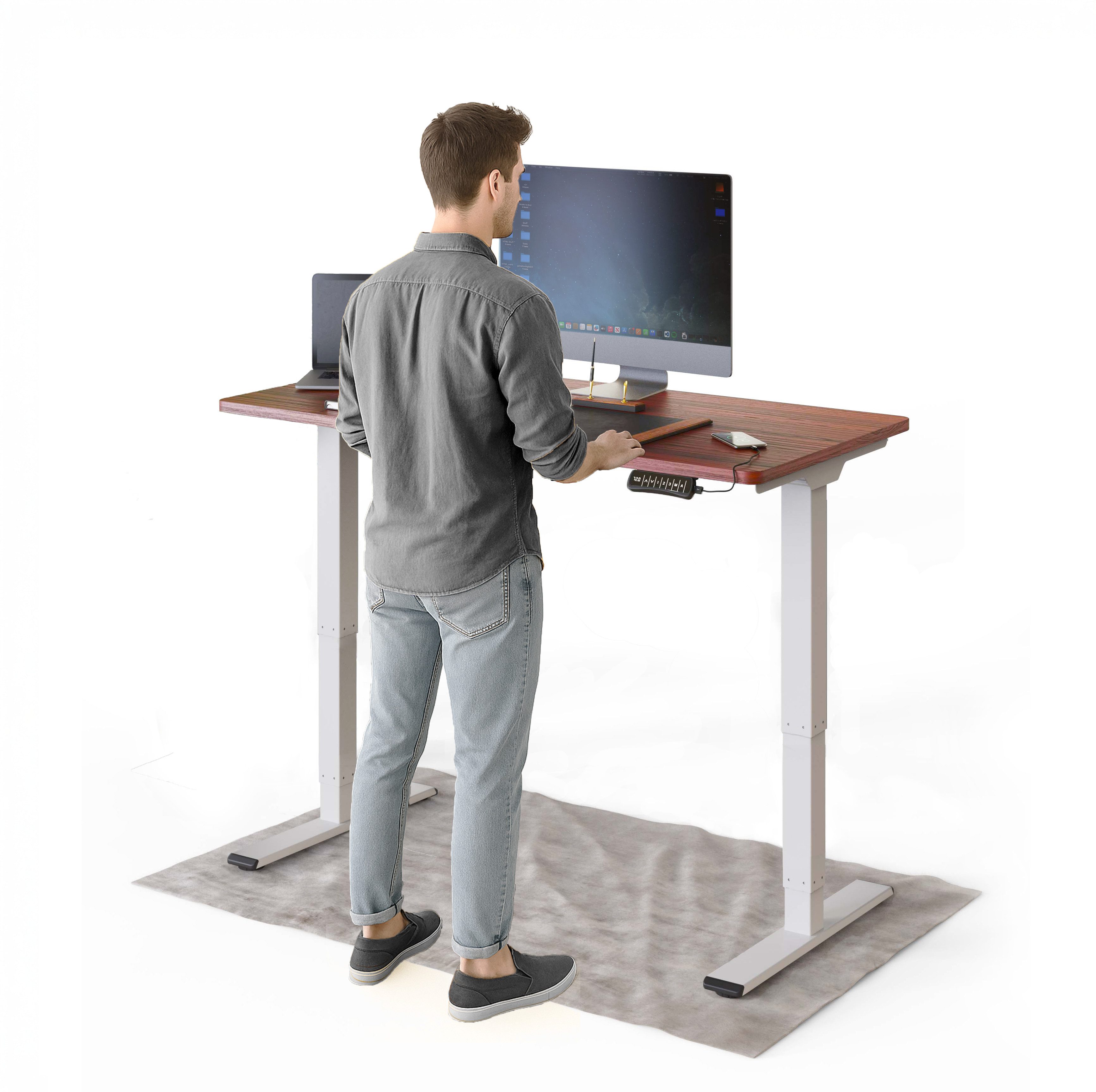 DESKSPACE Schreibtisch Pro Plus Höhenverstellbarer Elektrischer Schreibtisch (Komplettset mit Tischgestell und Tischplatte), mit Memory Funktion und Kollisionsschutz