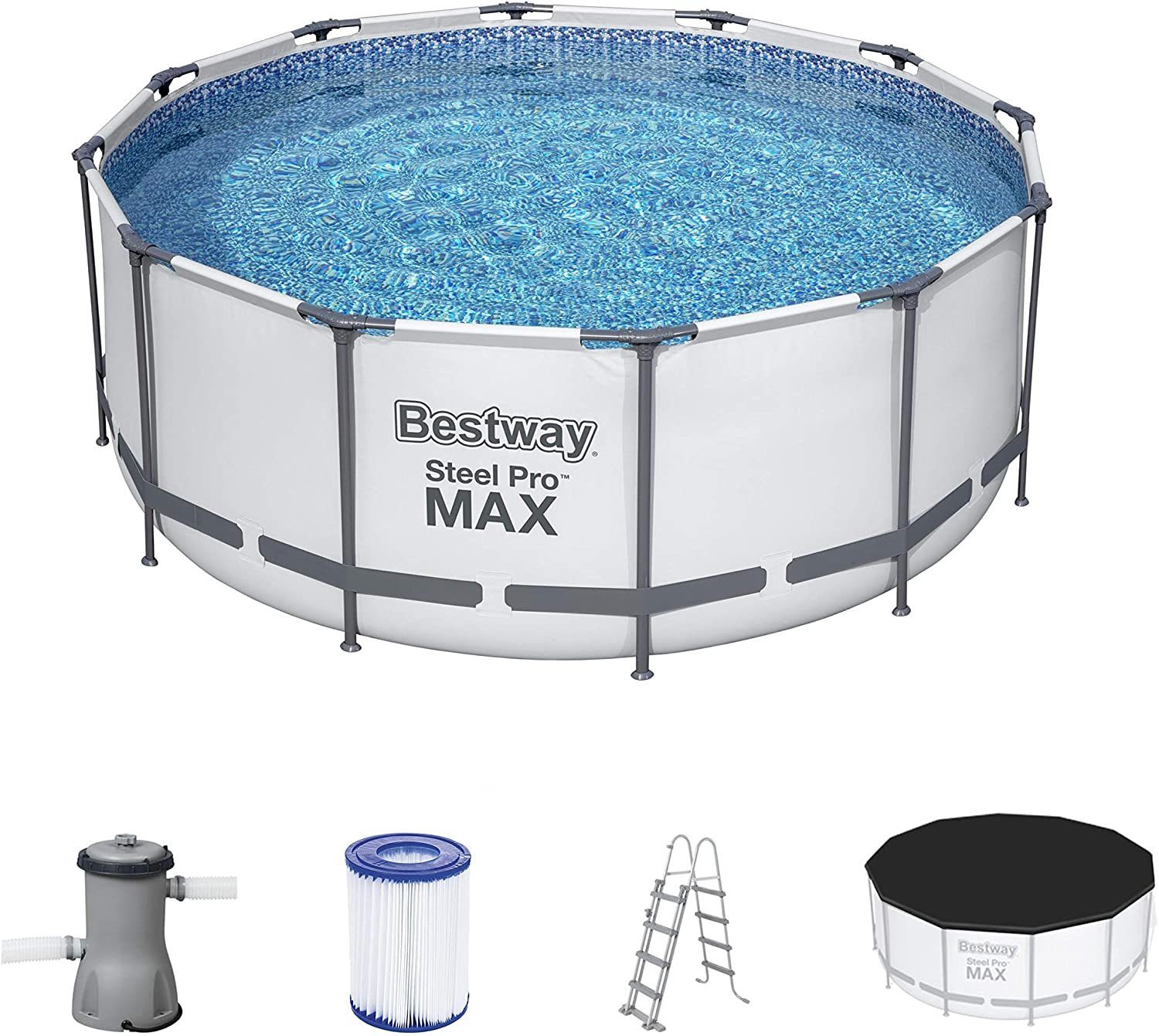 BESTWAY Pool Bestway® Steel Pro MAX™ Frame Pool Set mit Filterpumpe Ø 366 x 122 cm
