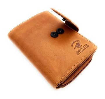 JOCKEY CLUB Geldbörse echt Leder Damen Portemonnaie mit RFID Schutz, gewachstes Rindleder, Platz für bis zu 19 Karten