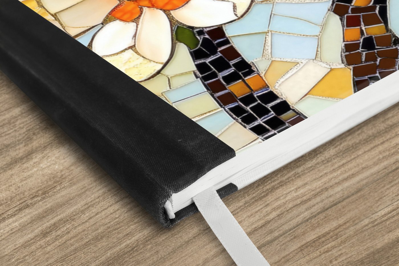 Thumbnail - MuchoWow Notizbuch Blüten - Weiß - Mosaik - Zweig, Notebook, Notizblock a5, Tagebuch, Journal Liniert