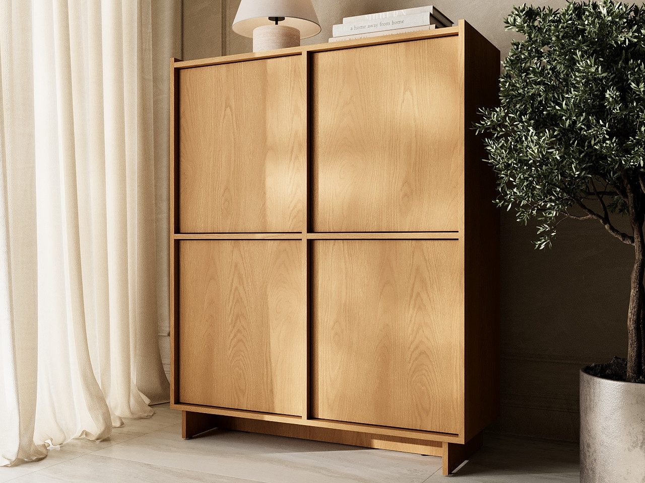 GrainGold Kommode Azumi (Set, Kommode, Push-to-open), Breite 98 cm, mit Push-to-open, hohe Kommode, für das Wohnzimmer