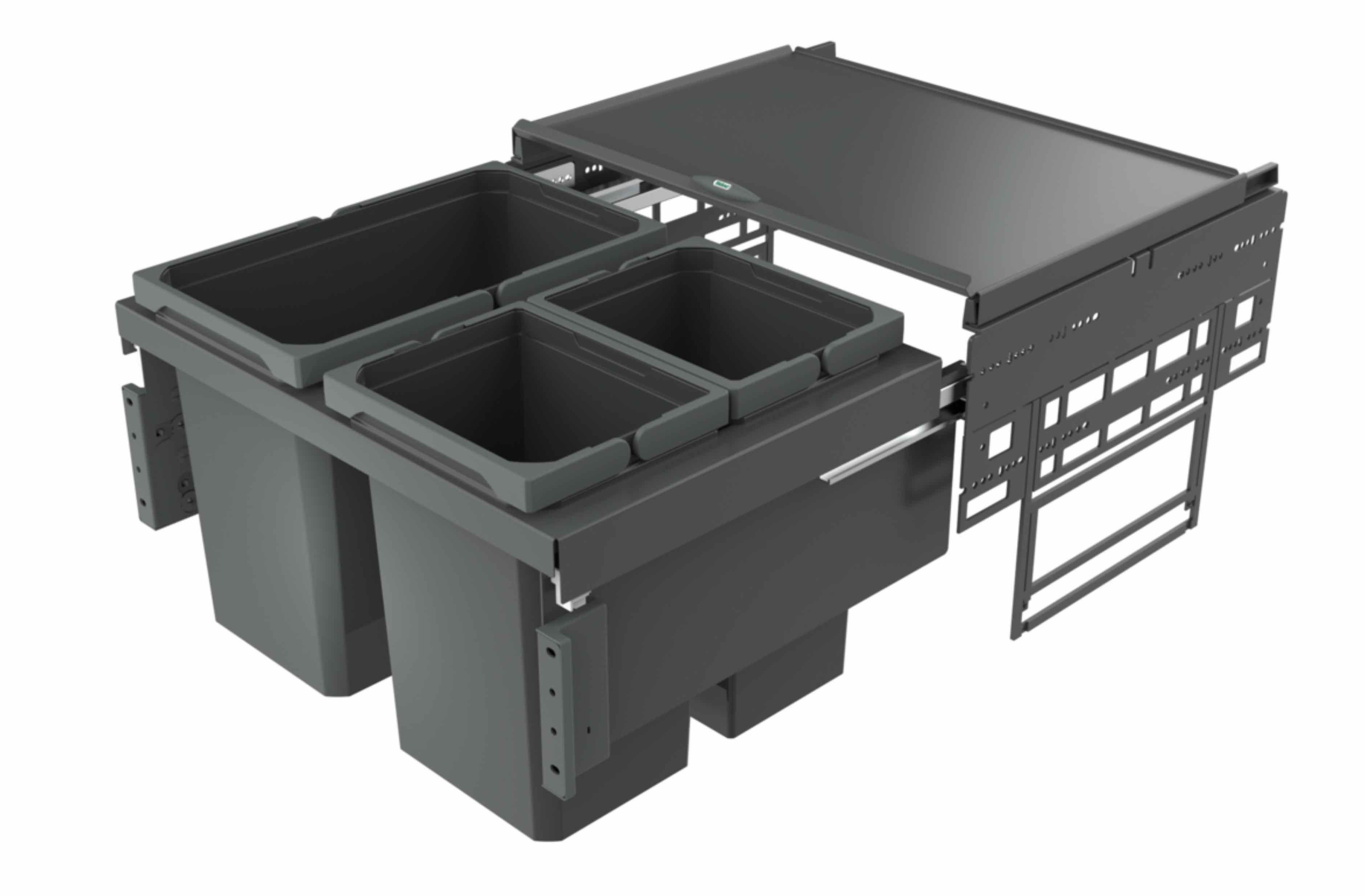 Naber Einbaumülleimer NABER Cox® Base 360 S/600-3, ohne Biodeckel, anthrazit, H 360 mm