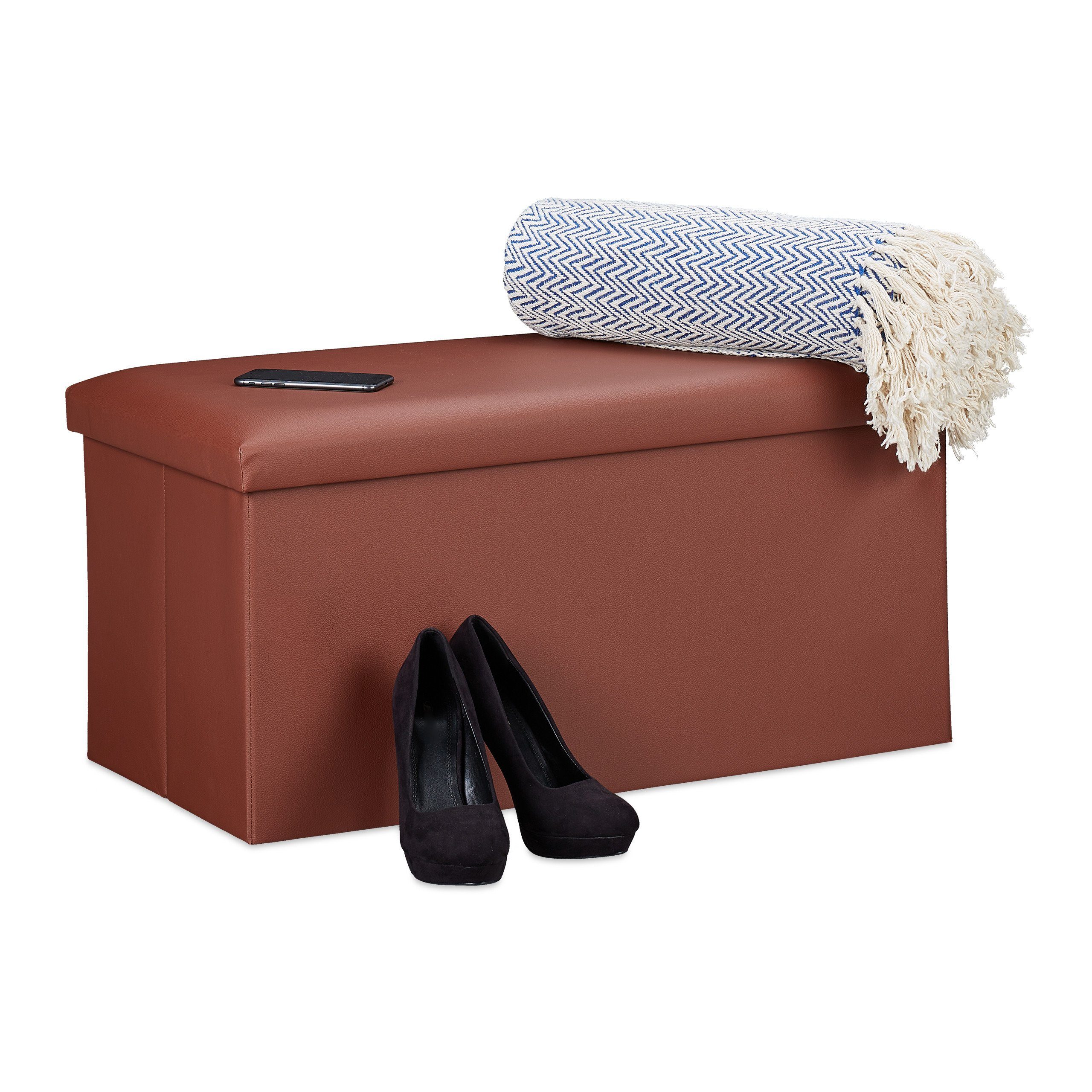 relaxdays Sitzbank Kunstled, braun