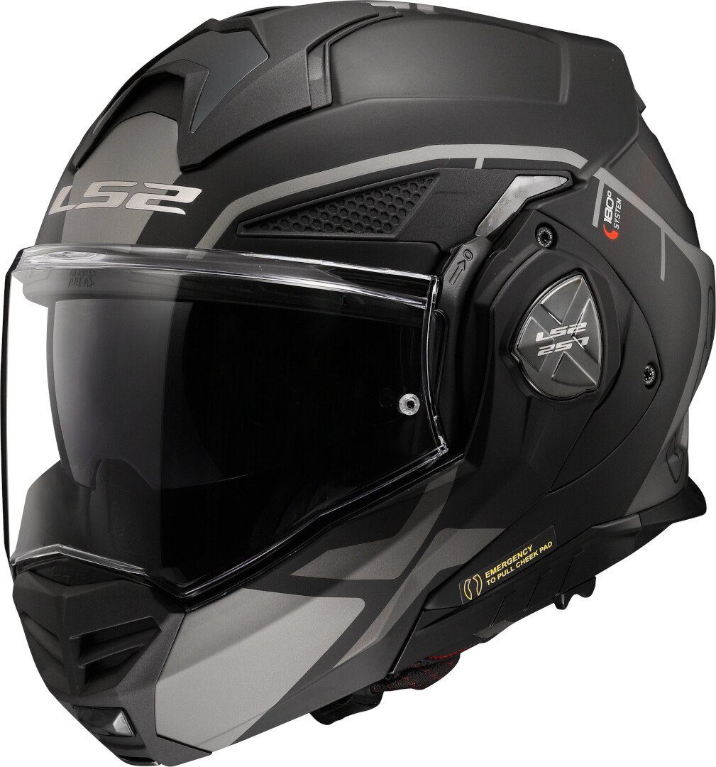 LS2 Motorradhelm FF901 Advant X Metryk Klapphelm, vorbereitet für Kommunikationssystem,Notfallsystem-Polsterung (EQ