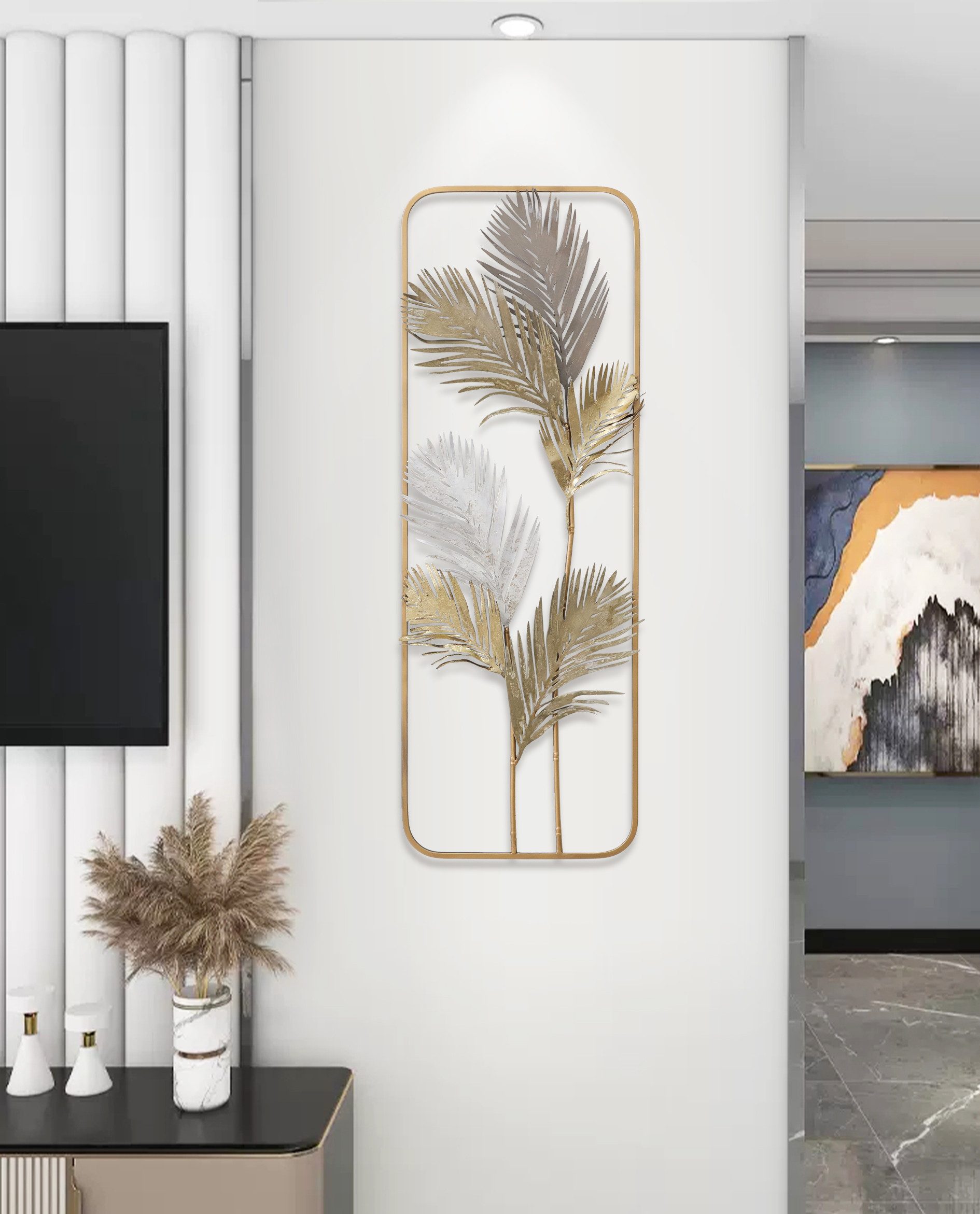 Kobolo Wandbild Metallbild Wanddeko - ILIOS - aus Metall in gold und weiß, günstig online kaufen