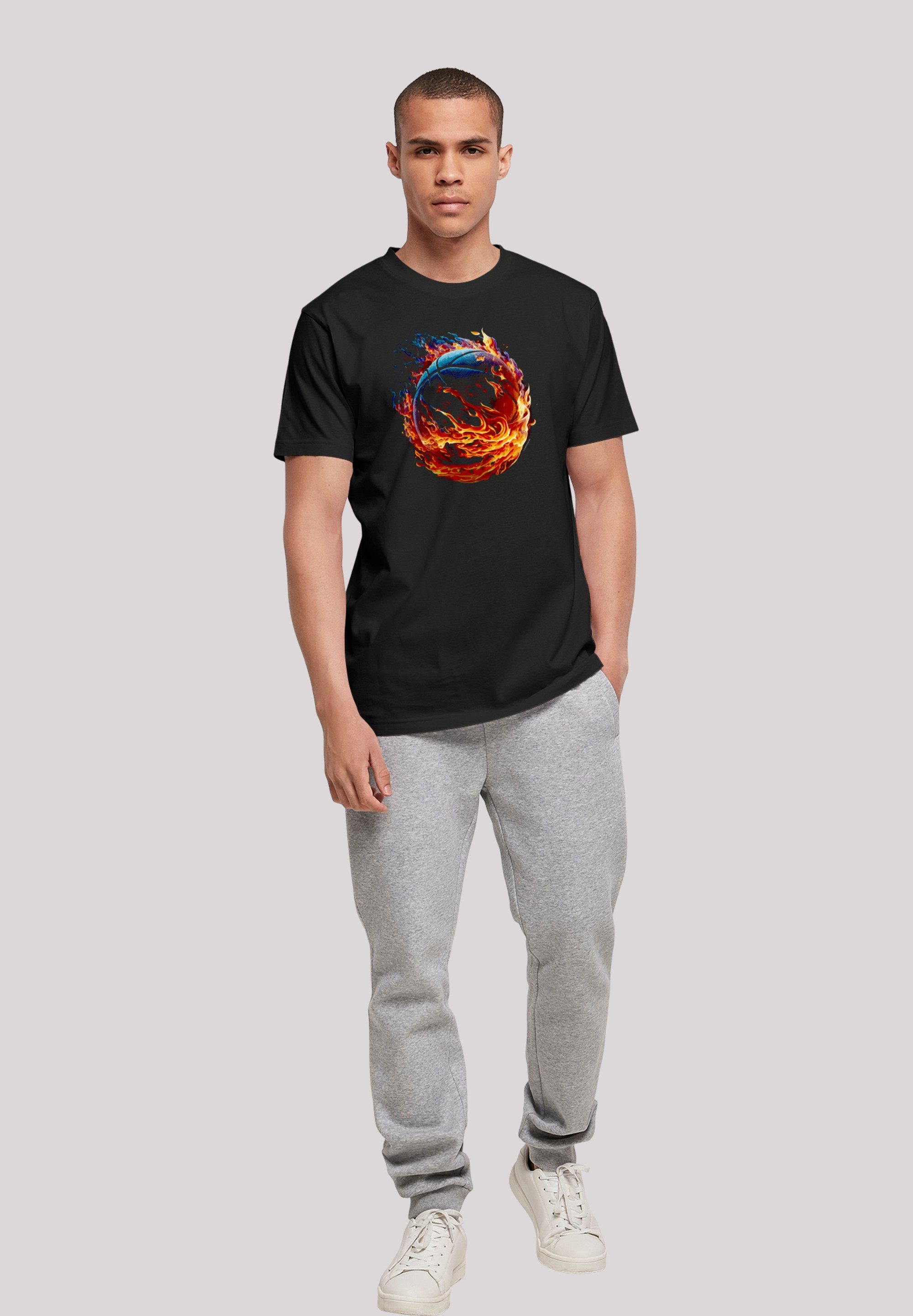 F4NT4STIC T-Shirt Basketball Print Fire UNISEX On schwarz Sport
