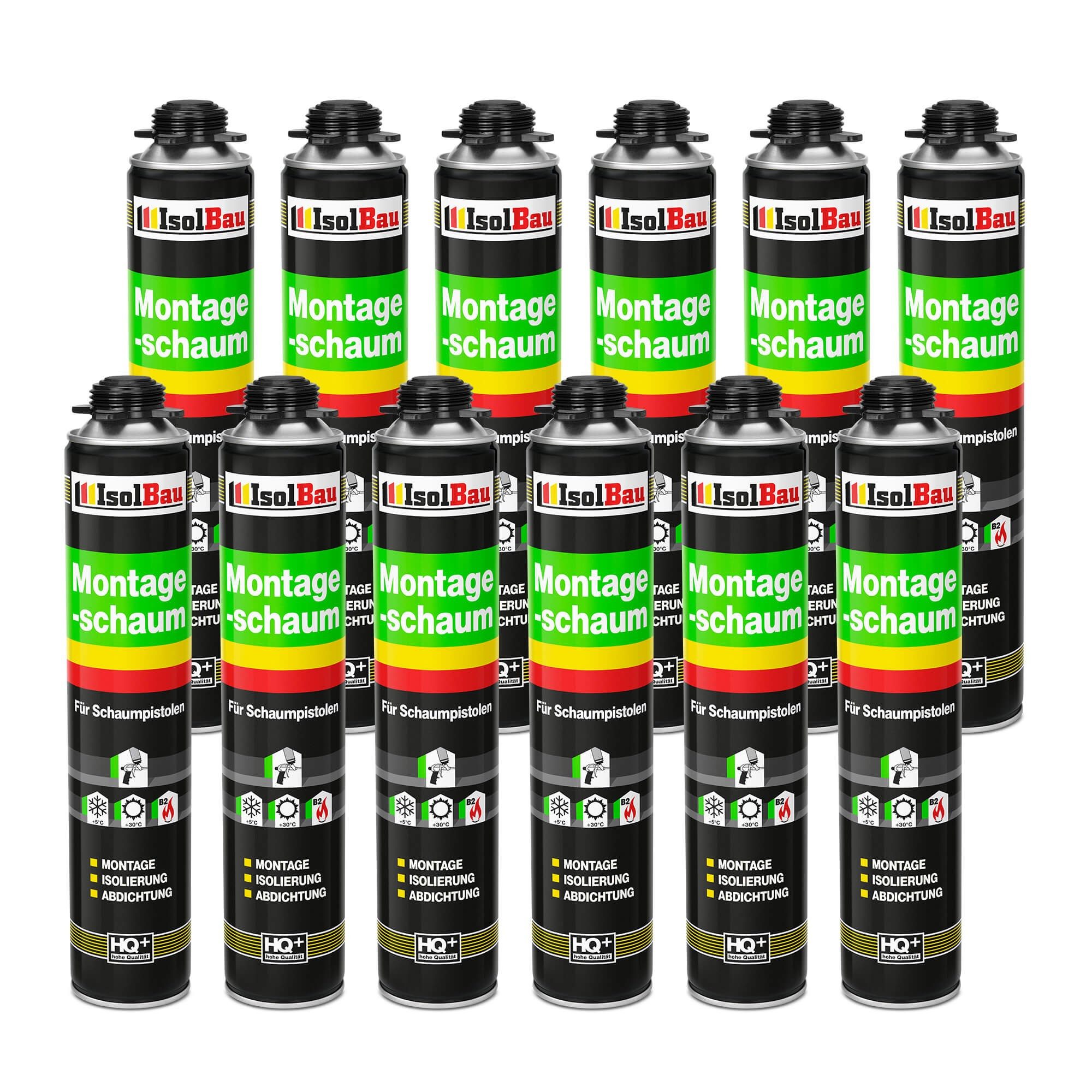 None Fenster Pistolenschaum 12 x 750 ml Bauschaum Isolierung Montageschaum, PCV-Profile Holz und Holzwerkstoffe, Ziegelsteine, Beton, Gips, Metall