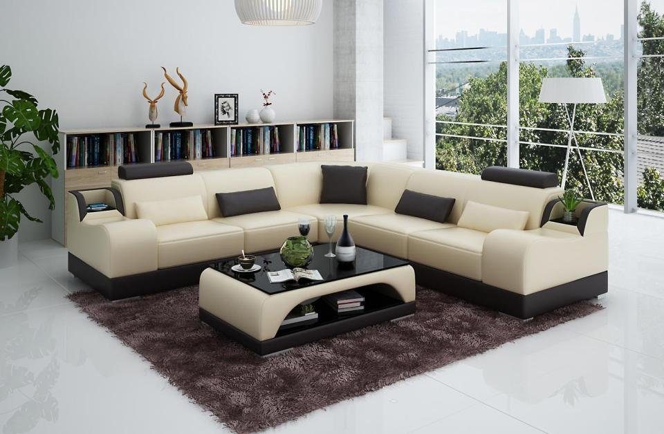 Couch Sofa Ecksofa Sitz Leder Wohnlandschaft JVmoebel Polster Ecksofa, Designer L-Form