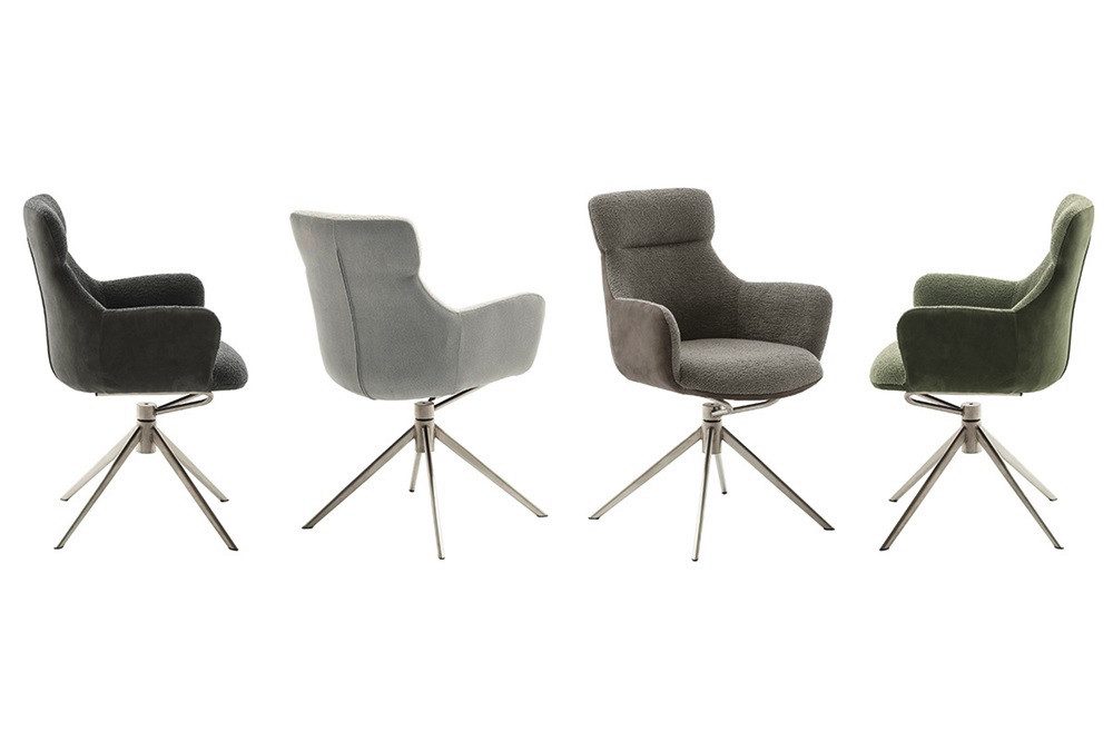 MCA furniture Esszimmerstuhl 2er Set Stuhl Pelion mit Armlehnen, Edelstahl, drehbar, schlamm (2er-Set)