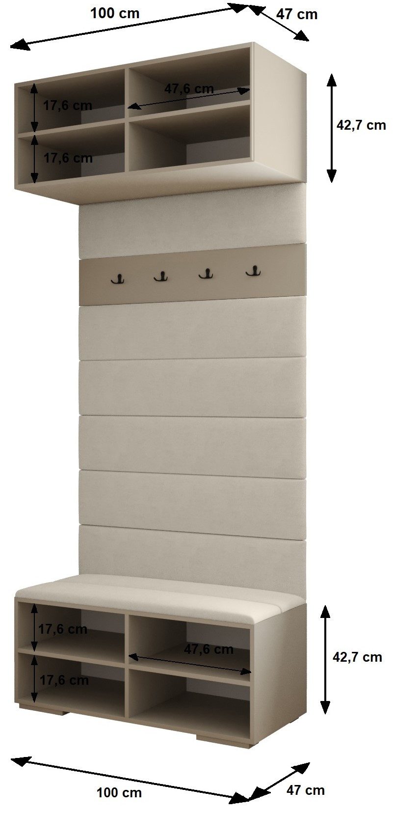 ABIKS MÖBEL Kompaktgarderobe INOVA 3 SATZ 20 Möbelset, Garderobe mit Kleiderstange und Regalen