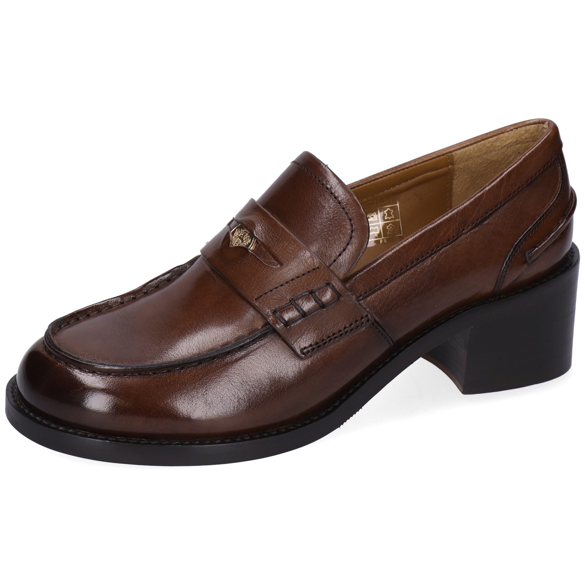 Melvin & Hamilton Imke 1 Leder-Loafers für Damen Loafer Block-Absatz, Echtes Leder, Vegetabile Gerbung