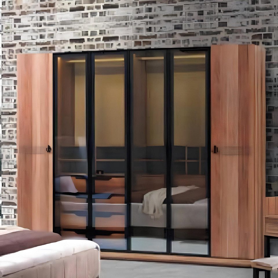 Xlmoebel Kleiderschrank Hochwertiger Schrank für das Schlafzimmer mit transparenten Glastüren (Kleiderschrank) Hergestellt in Europa