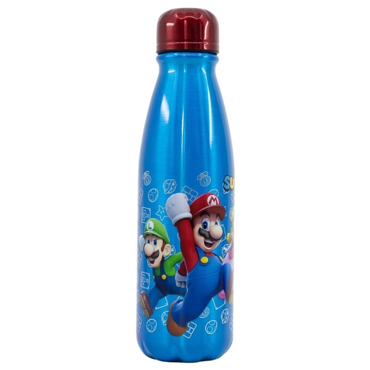Super Mario Trinkflasche SUPER MARIO Aluminium Flasche 600ml Ideal für junge Abenteurer