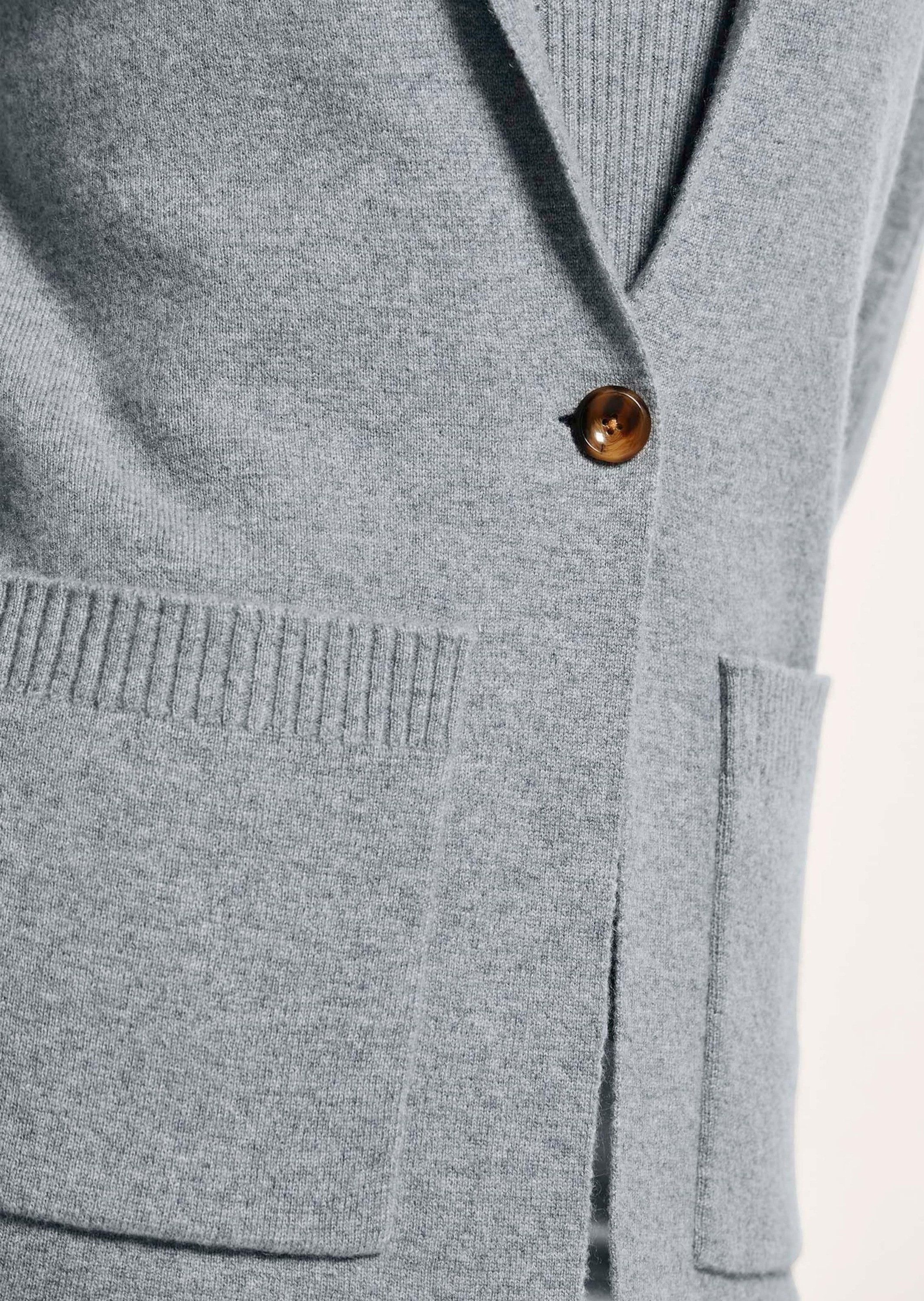 MADELEINE Strickjacke Strickjacke aus Merinowolle und Kaschmir Blazer mit Reverskragen, Pointelle-Muster, 1-Knopf-Verschluss
